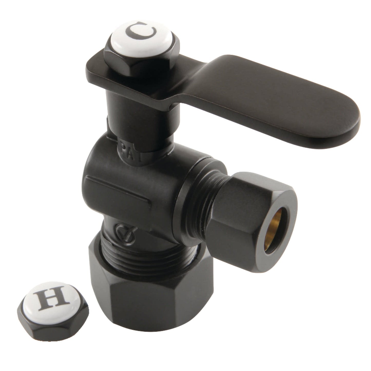 Kingston Brass KL5330MB 5/8" OD Comp x 3/8" OD Comp Angle Stop Valve, Matte Black
