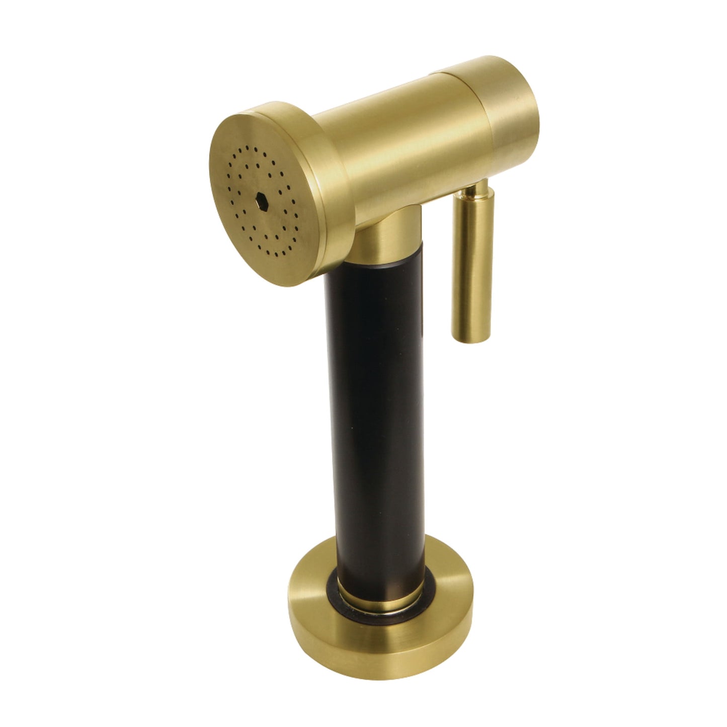Kingston Brass KSSPR7K Brass Kitchen Faucet Side Sprayer with Black Grip in Brushed Brass