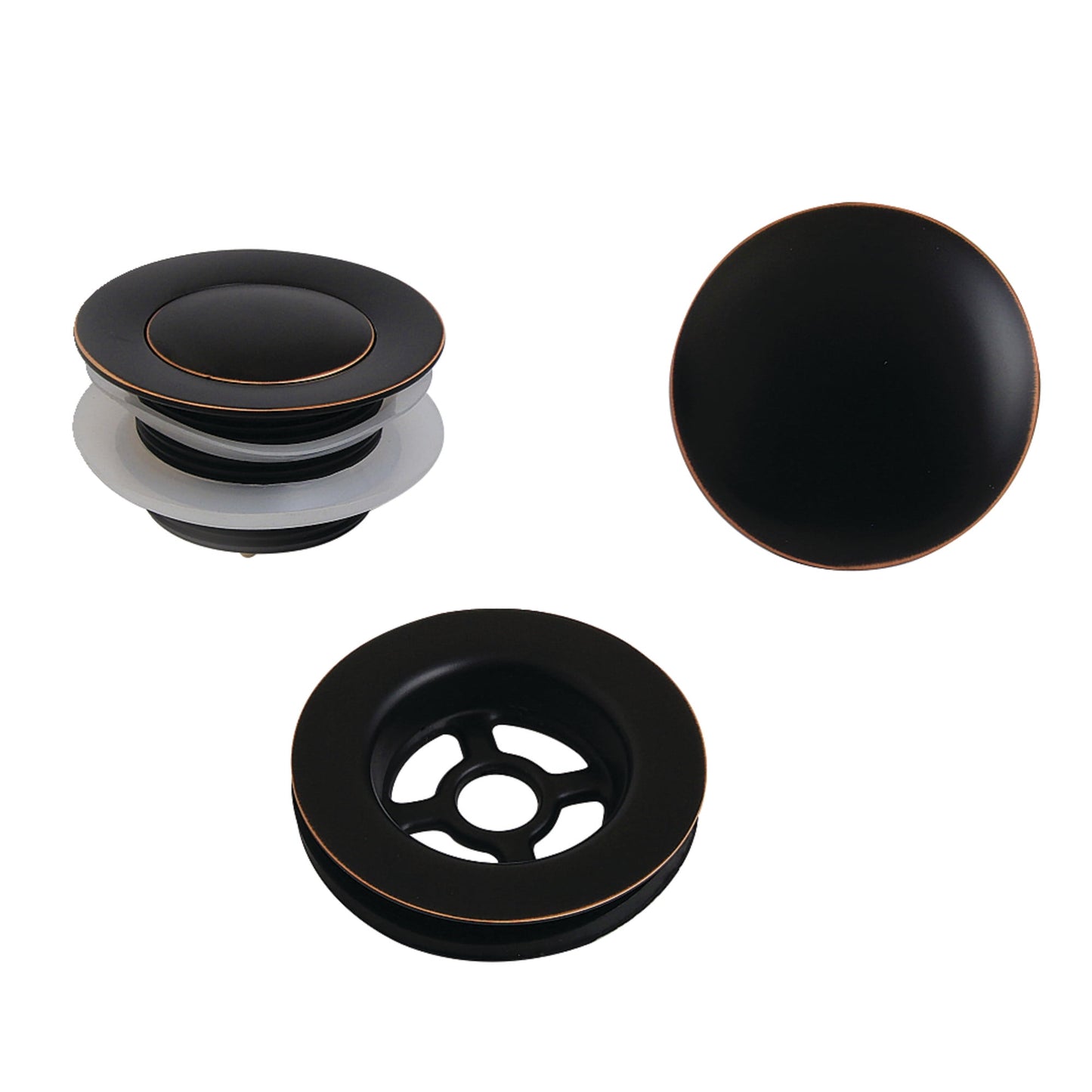 Kingston Brass VTDETRIMNB Trimscape Toe Touch Tub Drain Trim Kit with Overflow Plate, Naples Bronze