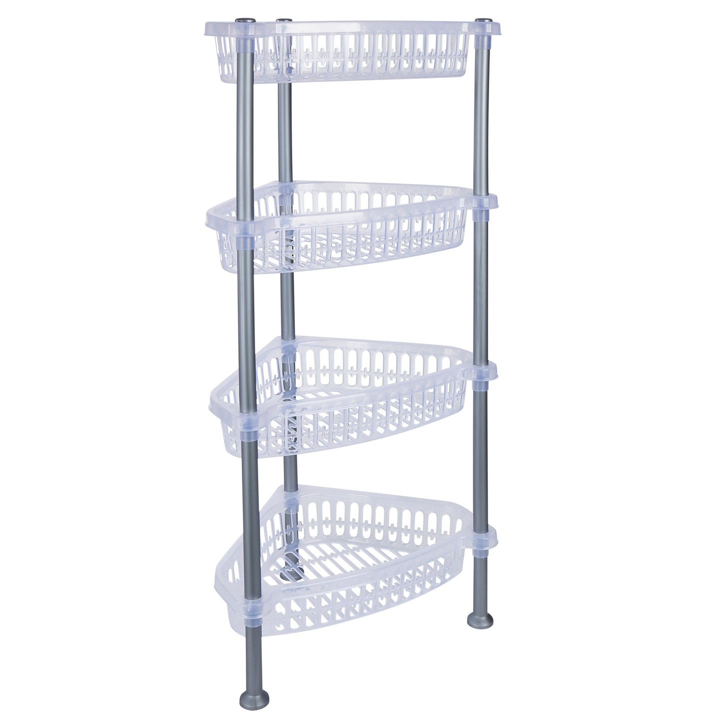 Kitchen Details 4 Tier Corner Basket Shelf in Clear