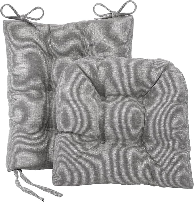 Klear Vu The Gripper Non-Slip Rocking Chair Cushion Thick, includes Seat Pad & Back Pillow with Ties for Indoor Living Room Rocker, 17x17 Inches, 2 Piece Set, Gray 2 Count