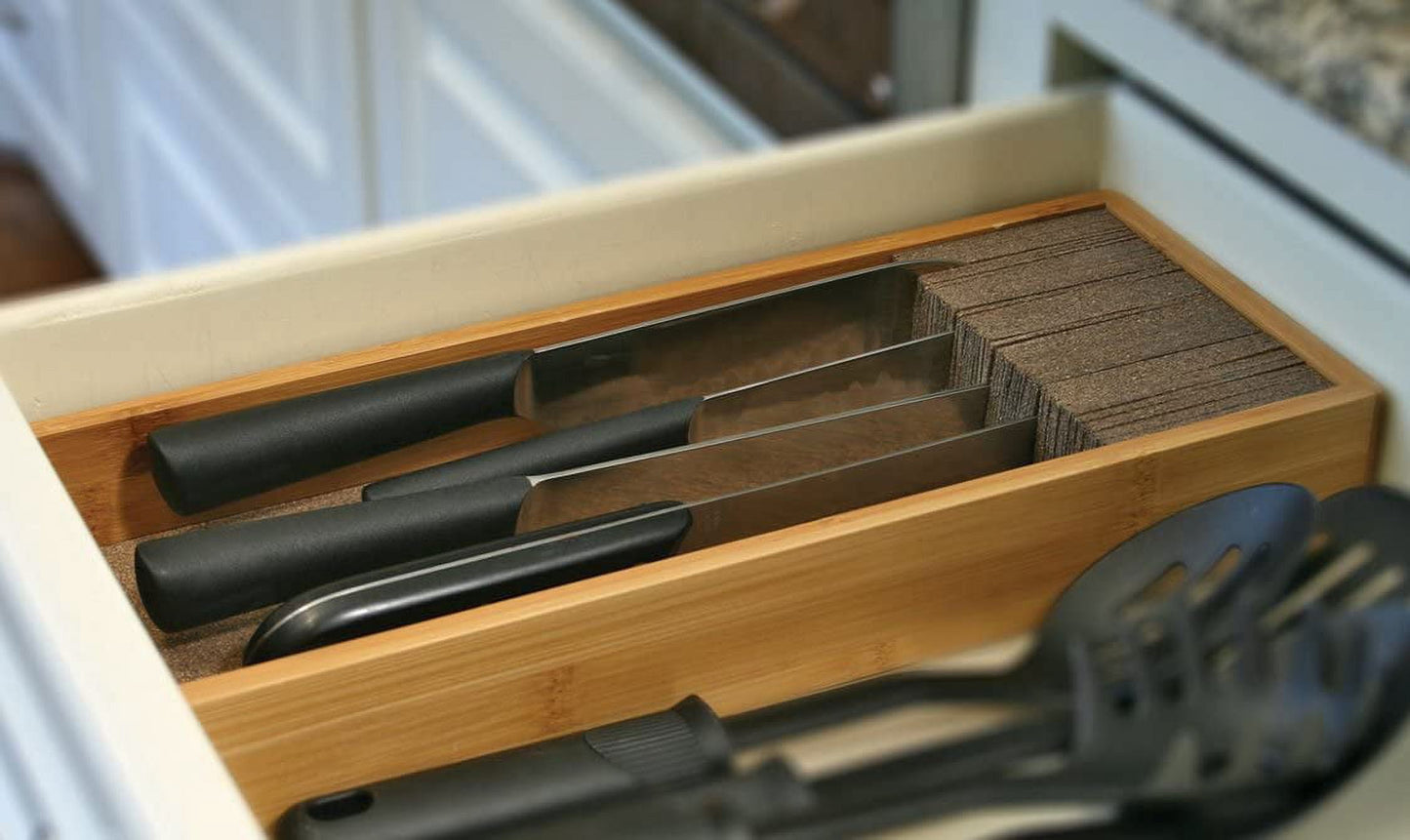 Kitchen Essentials Bamboo Knife Dock Drawer Organizer