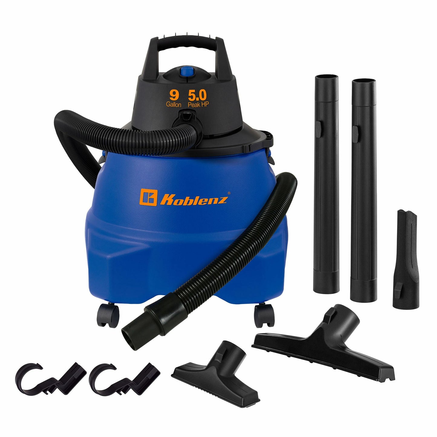 Koblenz Wet Dry Vacuum with Blowing Function for Multiple Surfaces, 9 Gallons, 5 Peak HP, 87-CFM, with 10-Ft. Power Cord
