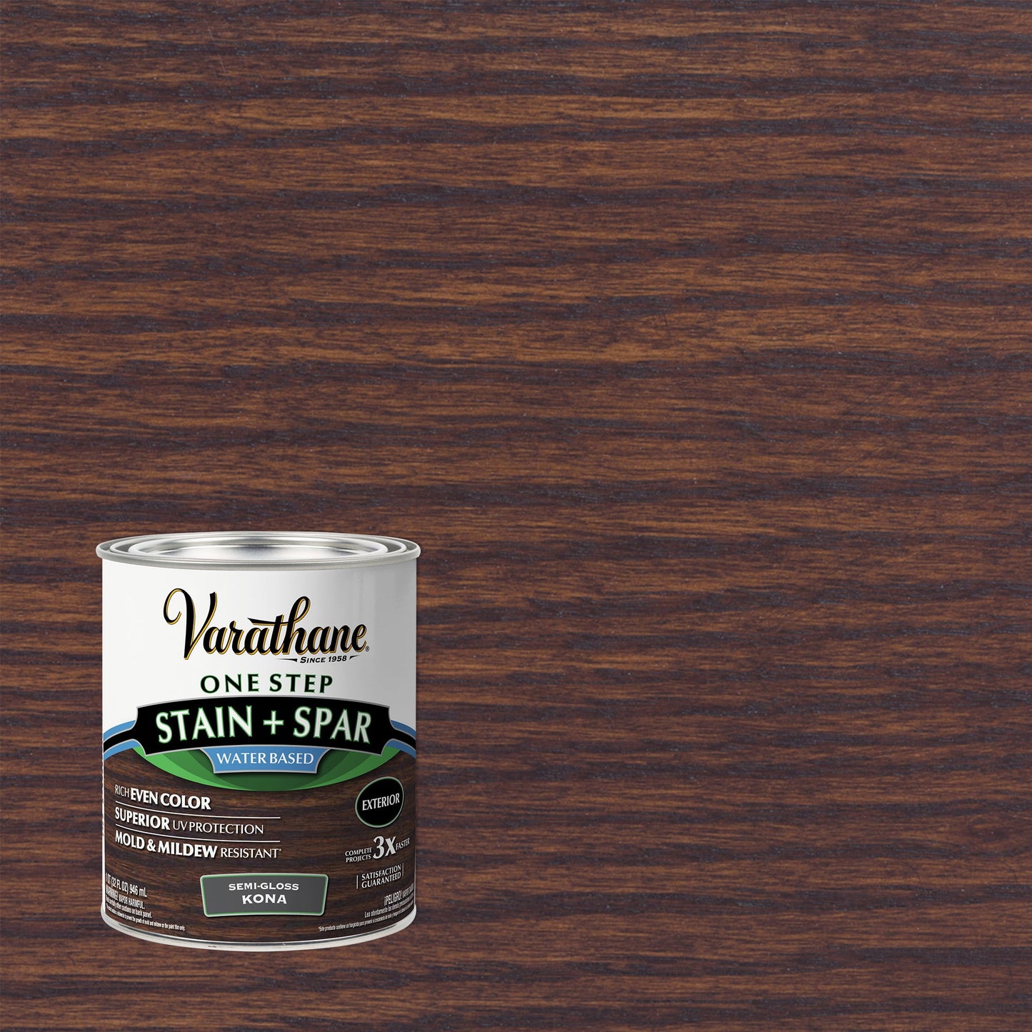 2 Pack, Kona, Varathane One Step Wood Stain + Spar Water-Based Urethane-388142, Quart