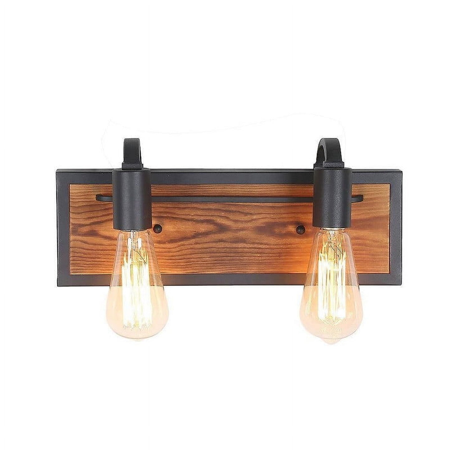 LNC 2-Light Black and Brown Farmhouse Bathroom Vanity Light,14.2"L x 4.3"D x 5.9"H