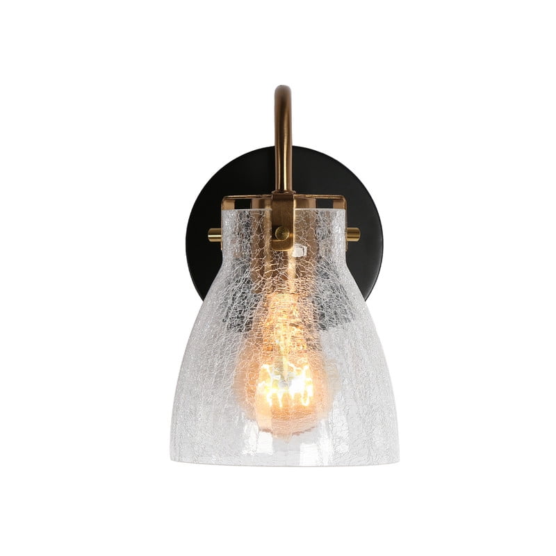 LNC Aplique de Pared de Vidrio Agrietado Negro y Dorado, 1 Luminaria para Tocadores y Tocadores
