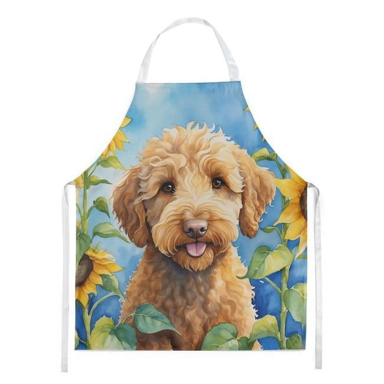 Labradoodle in Sunflowers Apron 27 in x 30 in