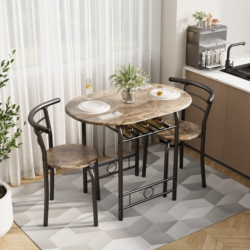 Lacoo 3-Piece Small Dining set, Table and Chair Set for 2 ,for Living Room, Dining Room, Kitchen, Black