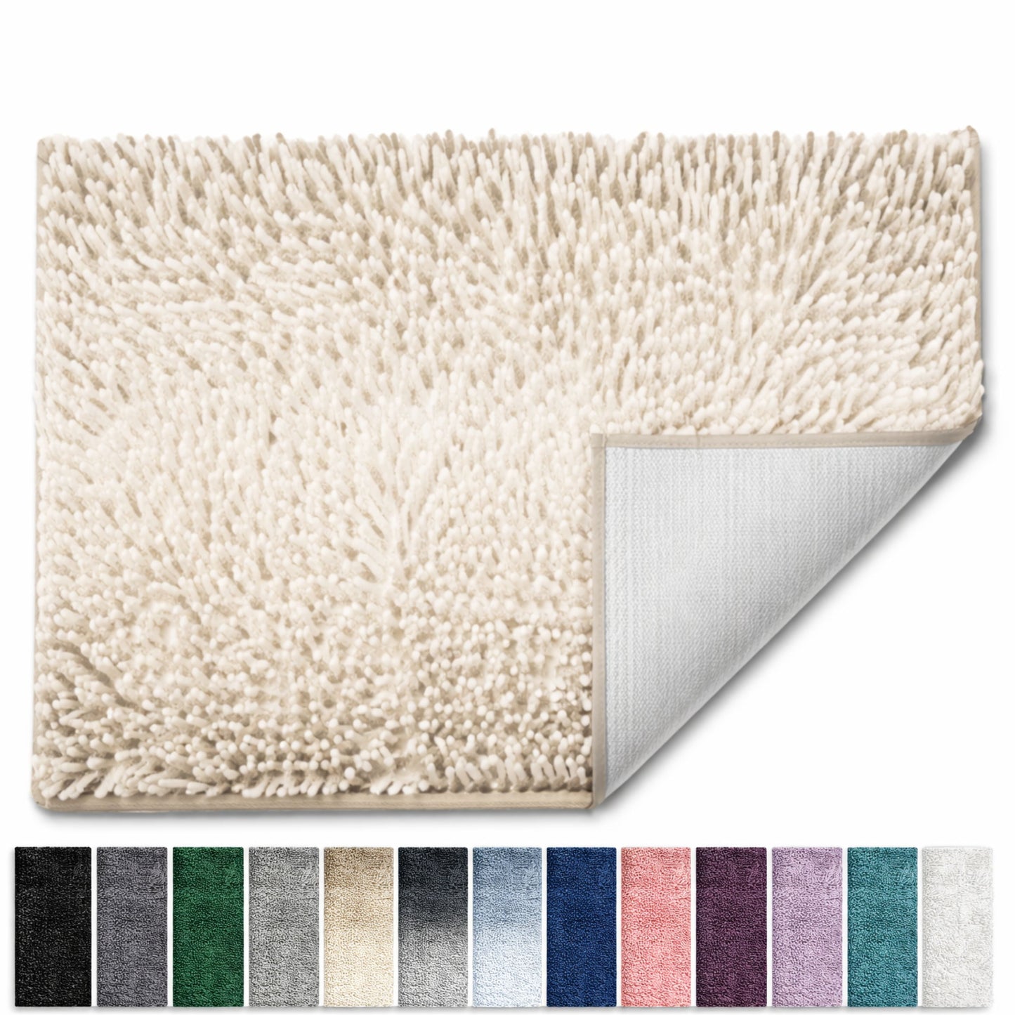 Lammaloe Chenille Bathroom Rugs Non Slip Bath Mat, 24×36 Ultra Absorbent, Bath Mats for Bathroom, Oatmeal Ombre