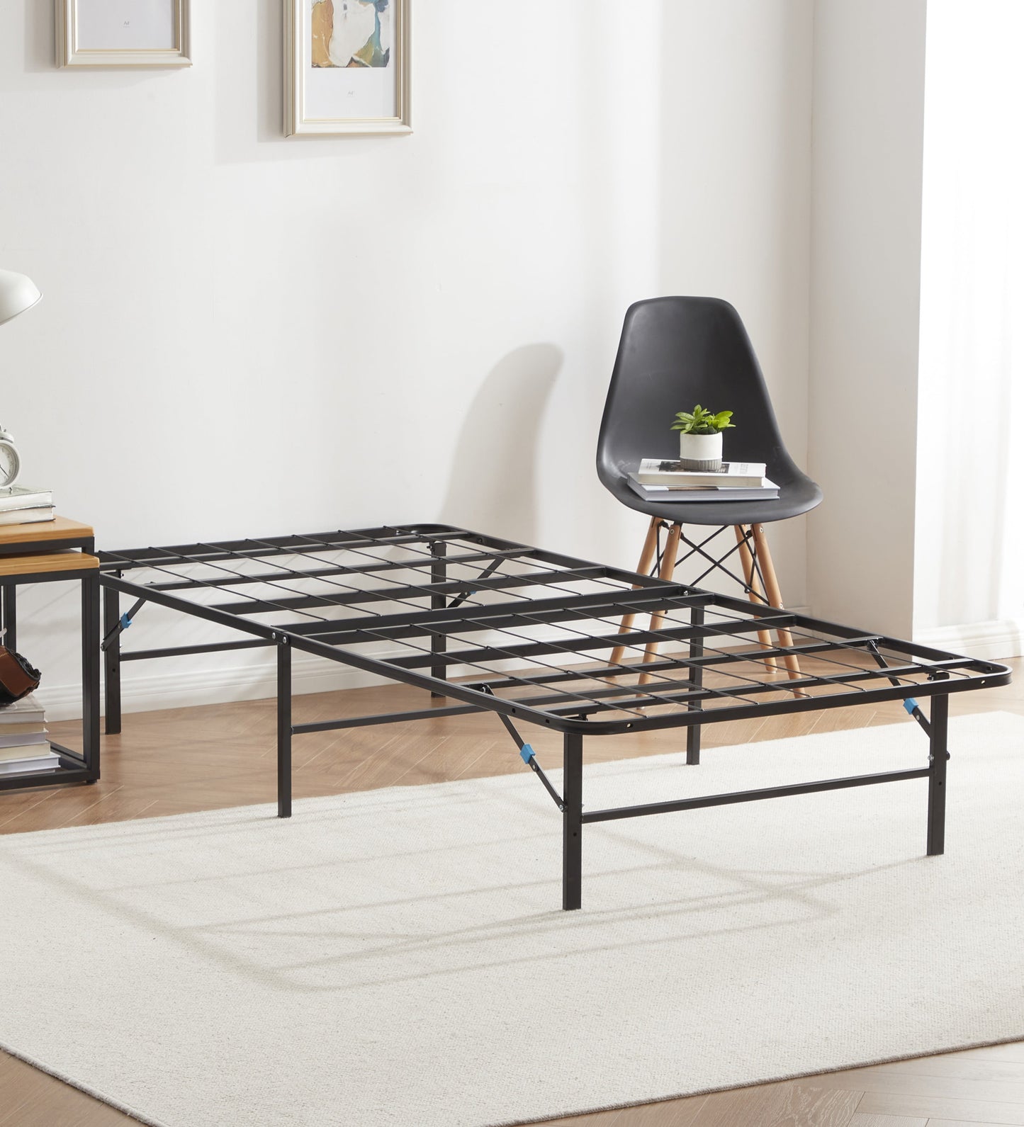Lammaloe Foldable Twin XL Bed Frame with 14" Storage, Metal Platform Foldable Bed Base, No Box Spring Required, Tool Free Assembly