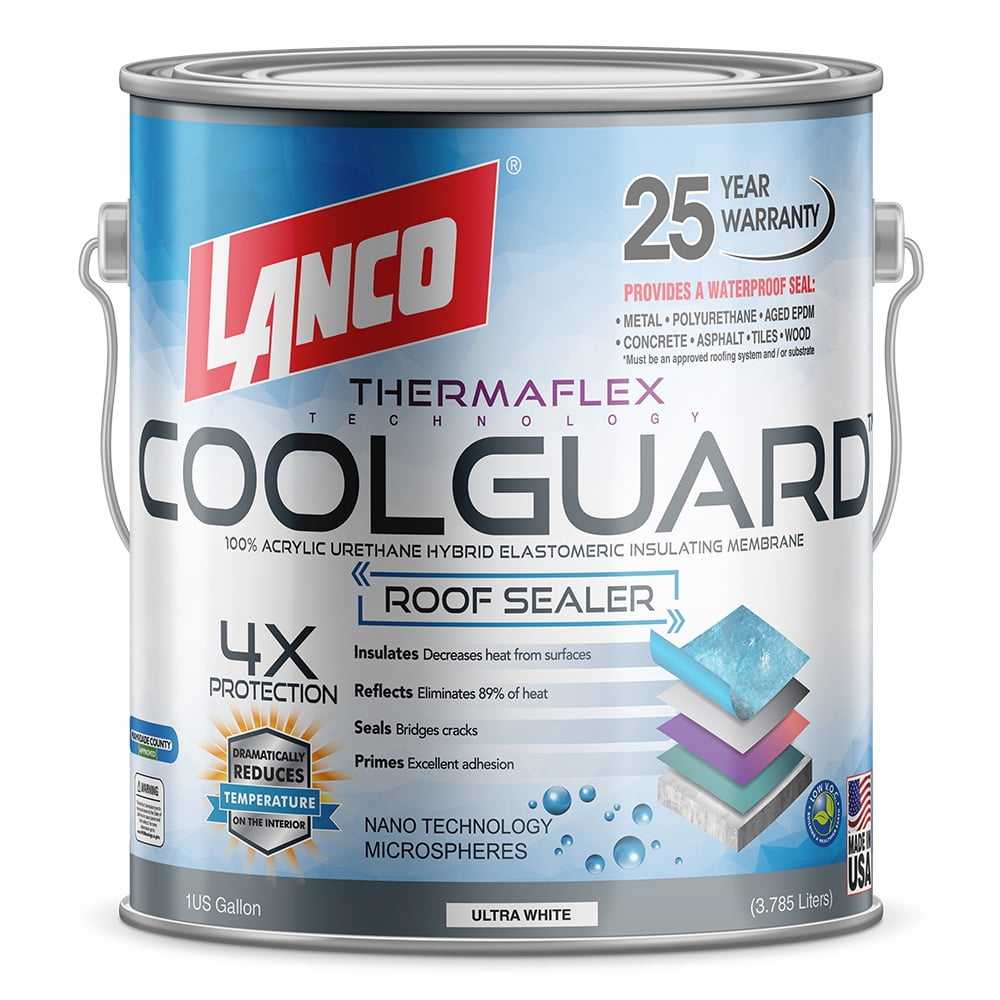 Lanco Coolguard, White Elastomeric Roof Coating, 1 Gal