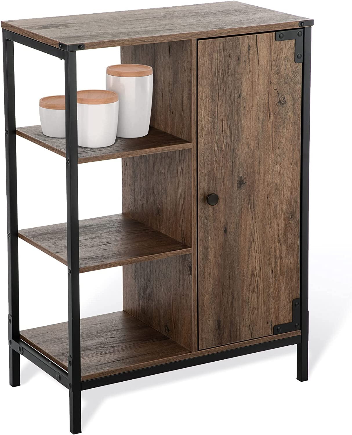 Landia Home 34"H x 24†W x 13"D Bathroom Cabinet with Steel Frame, 3 Shelves, Brown, CVA6114U