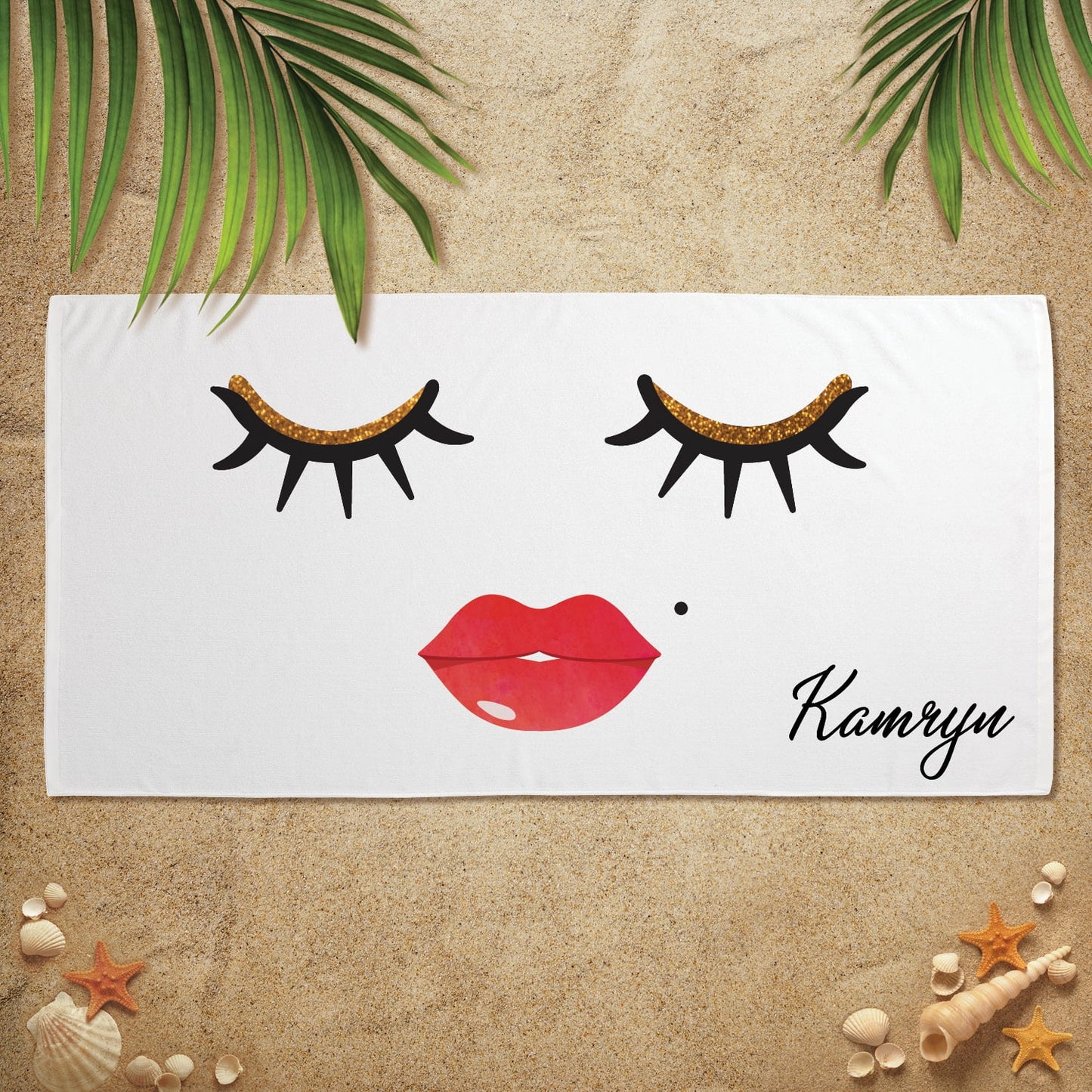 Lashes and Lips Summertime Velour Beach Towel
