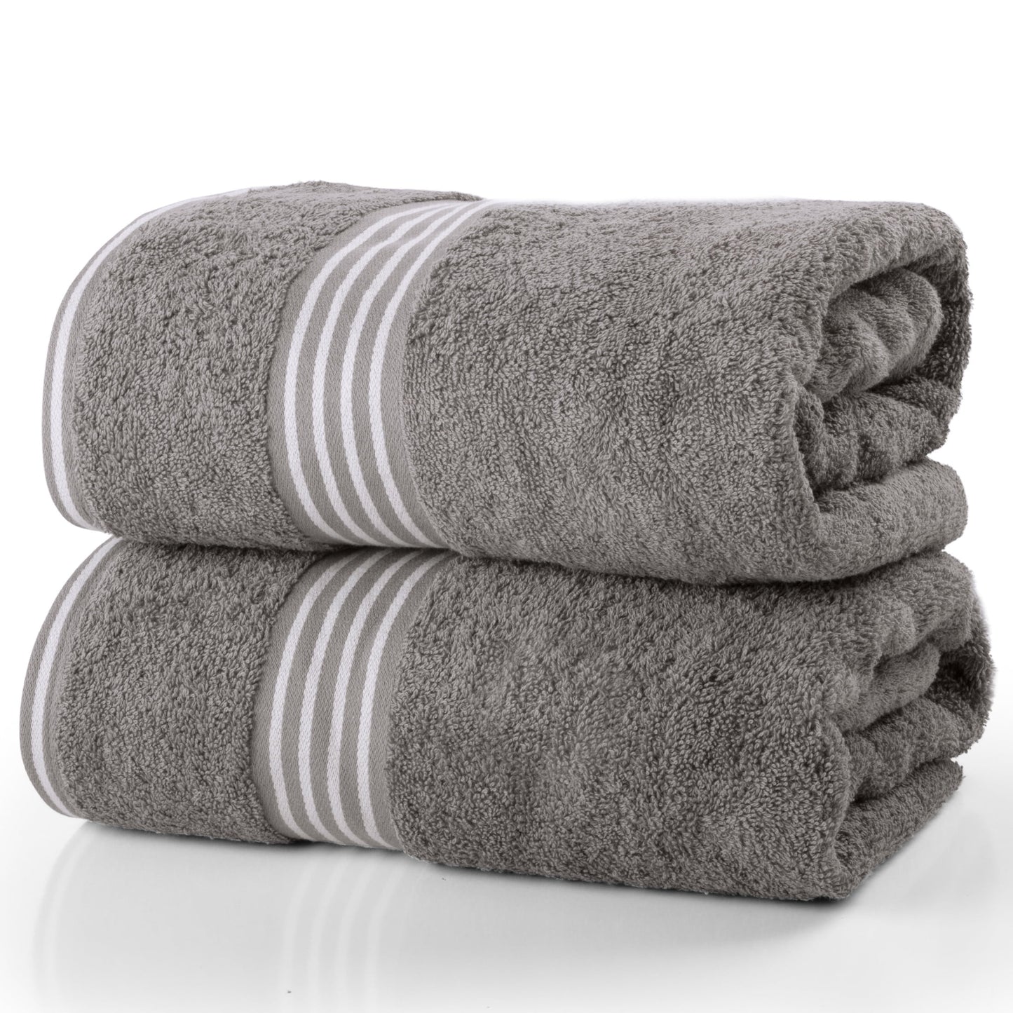 Lavish Home 35x70in Bath Towels - 2PC Quick Dry Cotton Towel Set (Gray)