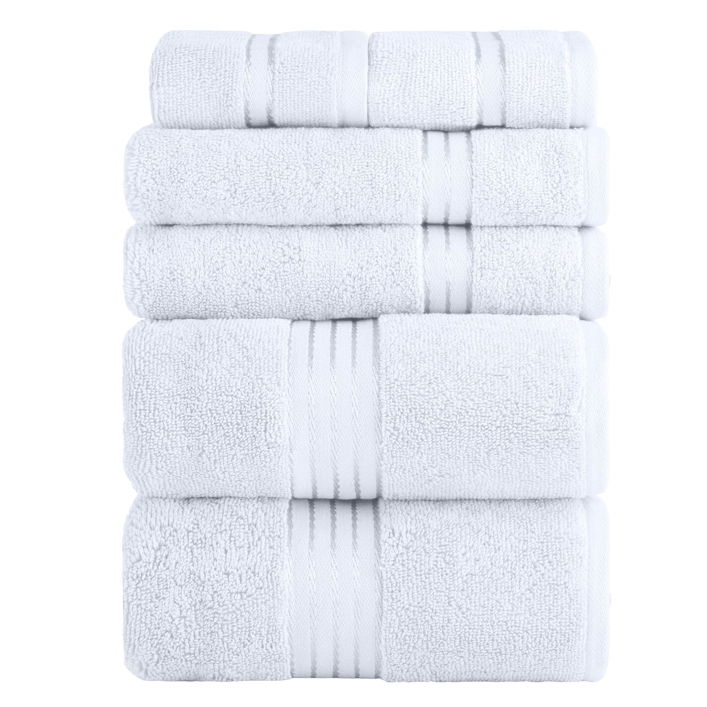 Lavish Home 6 Piece Towel Set - 625GSM Cotton Bathroom Accessories (White)