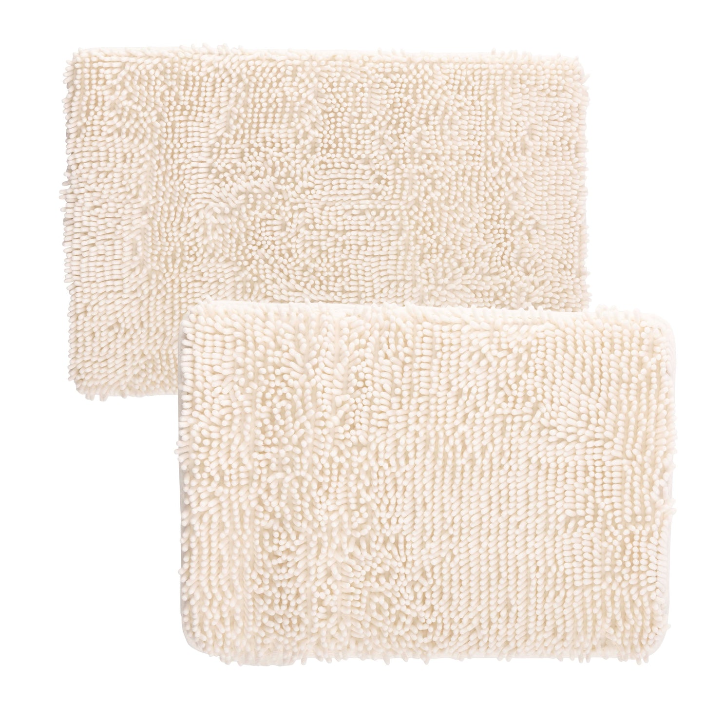 Lavish Home Set of 2 Bathroom Rugs – Chenille Memory Foam Bath Mats, White