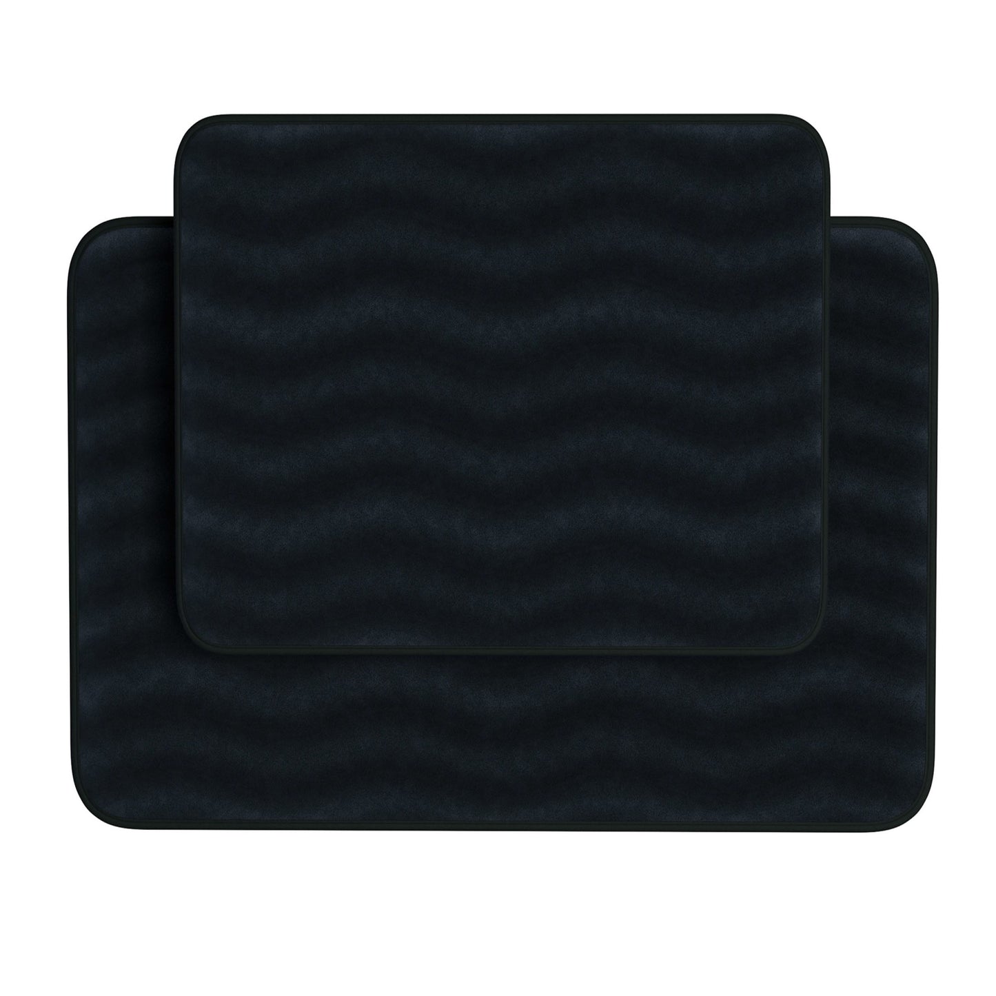 Lavish Home Set of 2 Bathroom Rugs – Non-Slip Memory Foam Bath Mats, Black