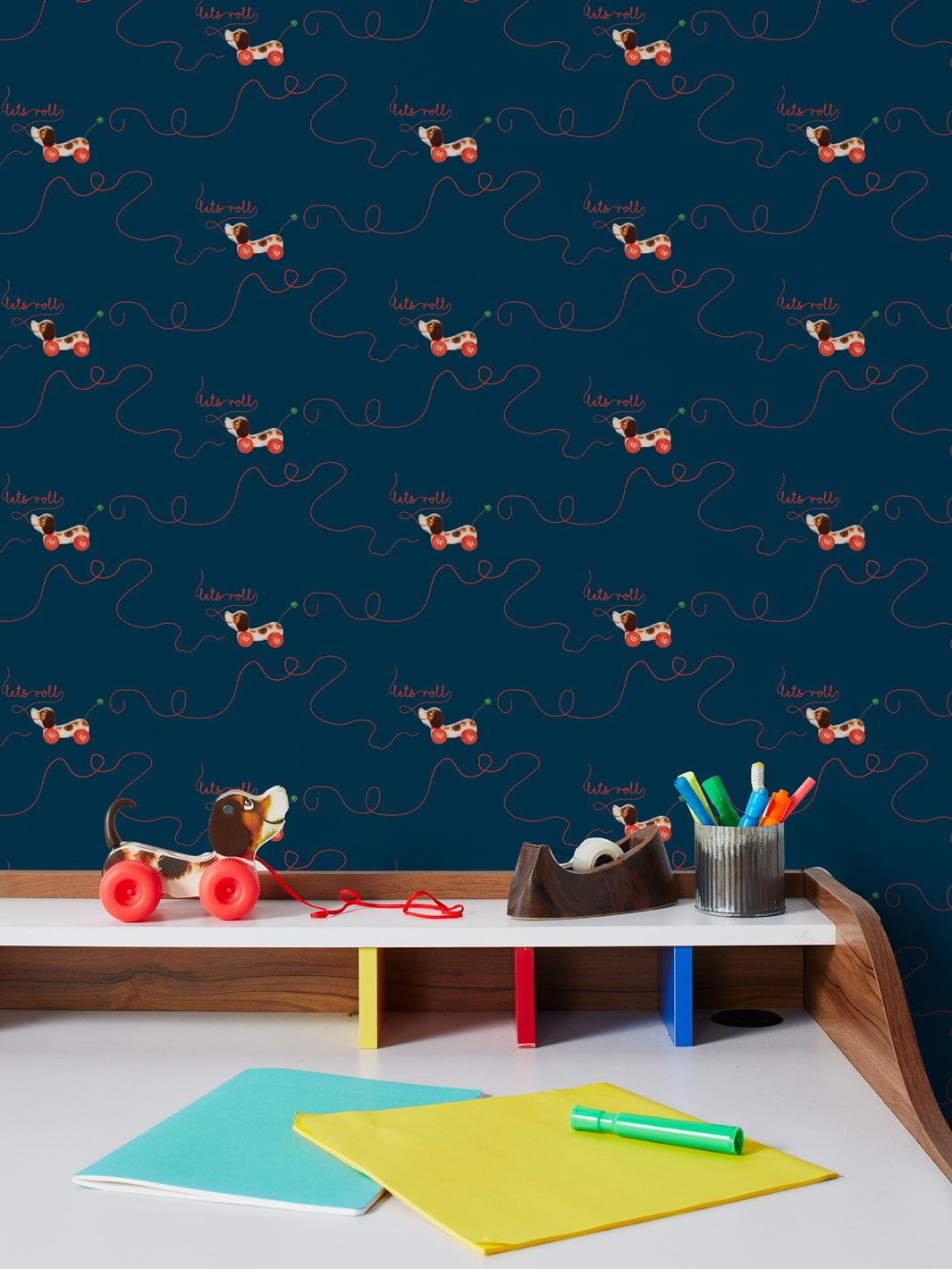 Lets Roll Long Rope Removable Vinyl Wallpaper By Fisher-Price - Navy