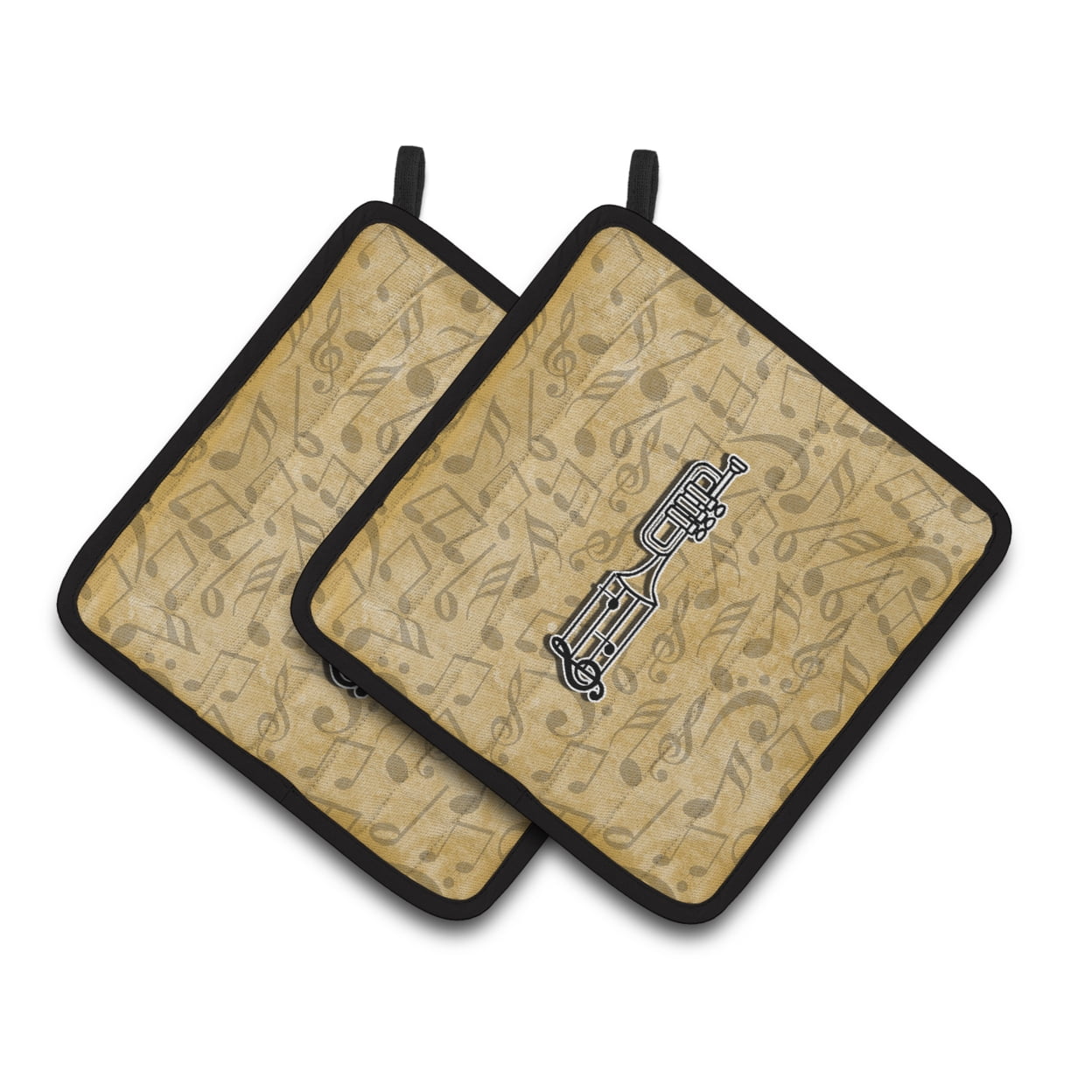 Letter I Musical Instrument Alphabet Pair of Pot Holders
