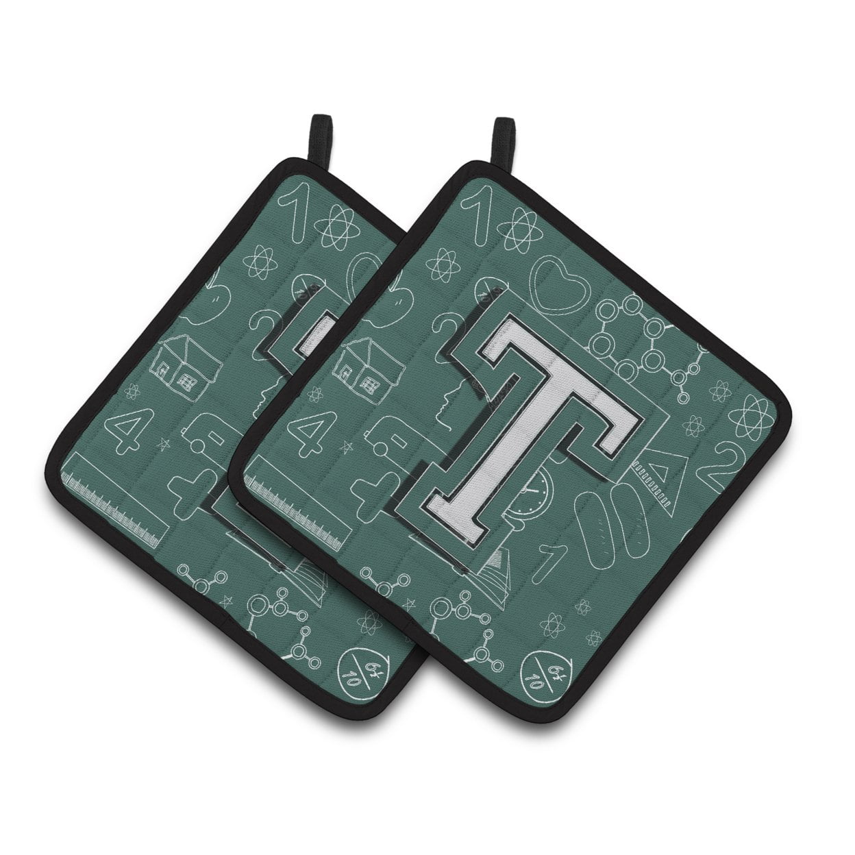 Letter T Back to School Initial Pair of Pot Holders