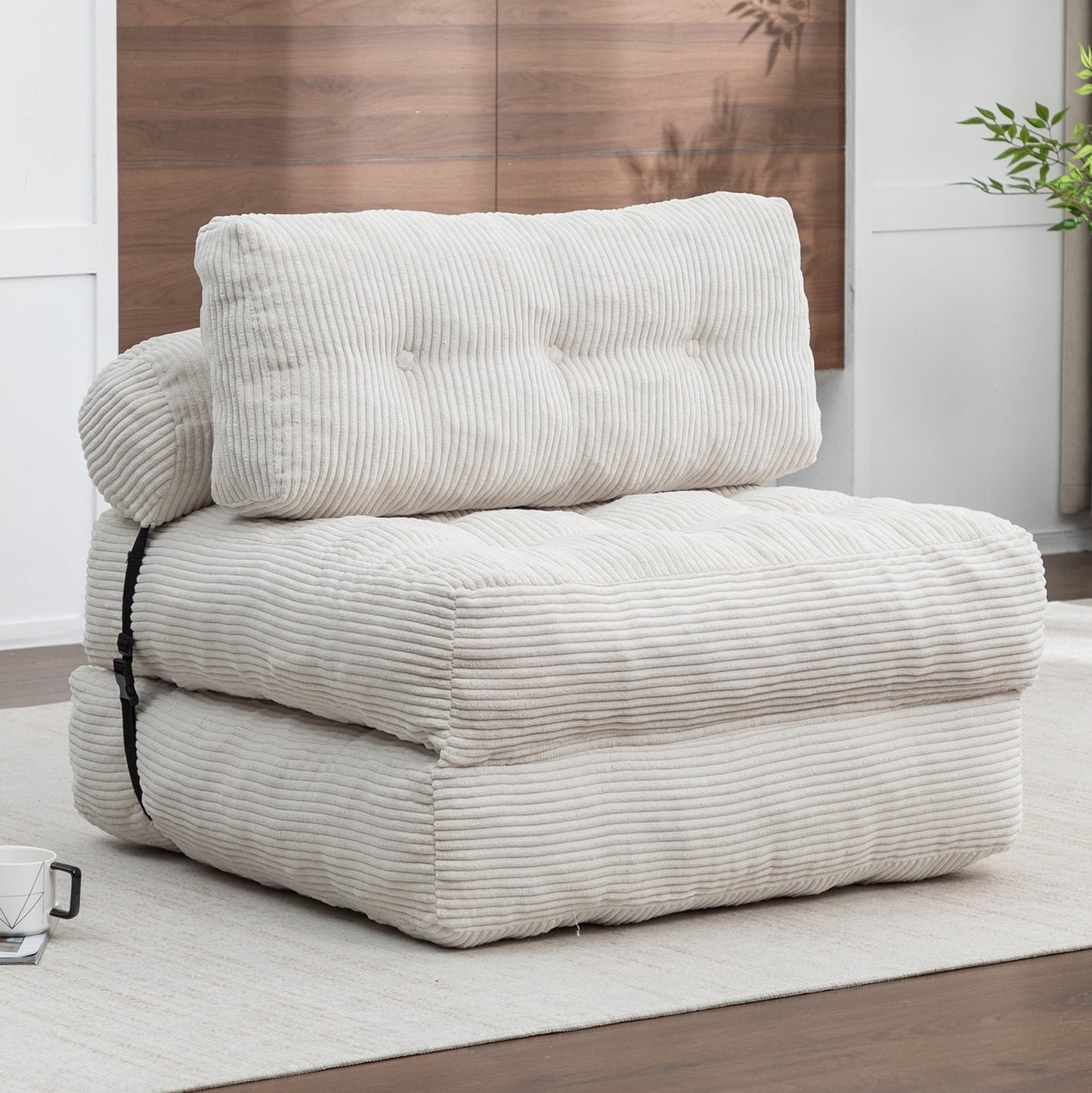 Leumius Folding Sofa Bed,68.5 inch Convertible Sleeper Sofa Chair with Pillow,Foldable Mattress Futon with Back Support,Soft Sleeper Chair Bed Floor Sofa for Living Room Bedroom,Beige