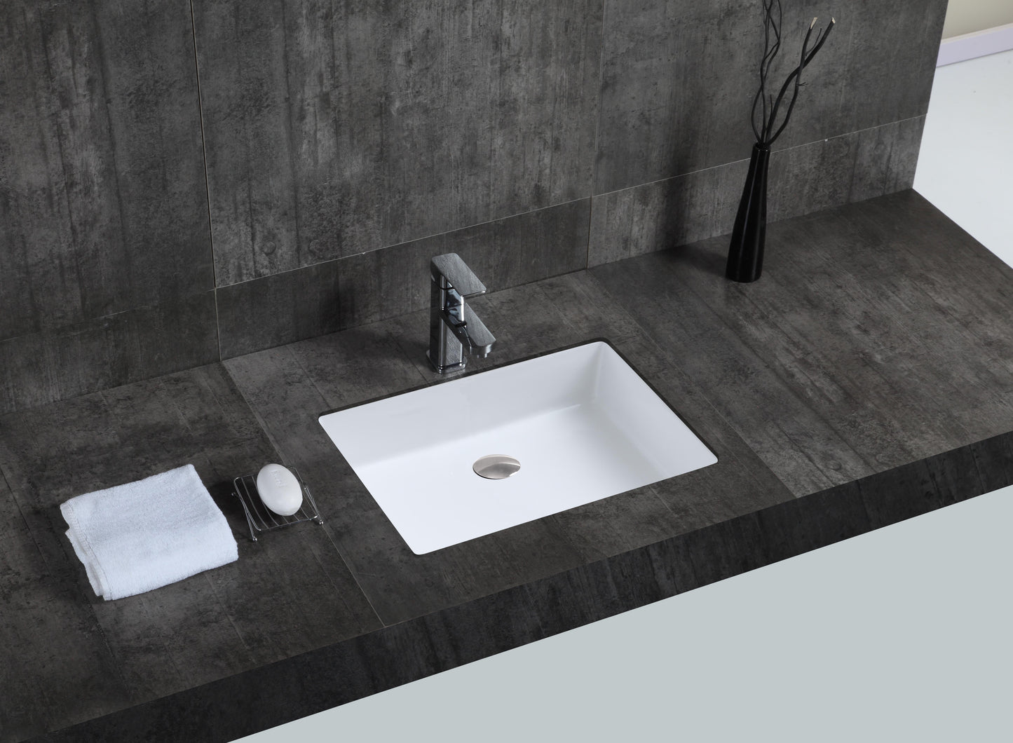Lila Undermount Ceramic Basin Sink, Glossy White