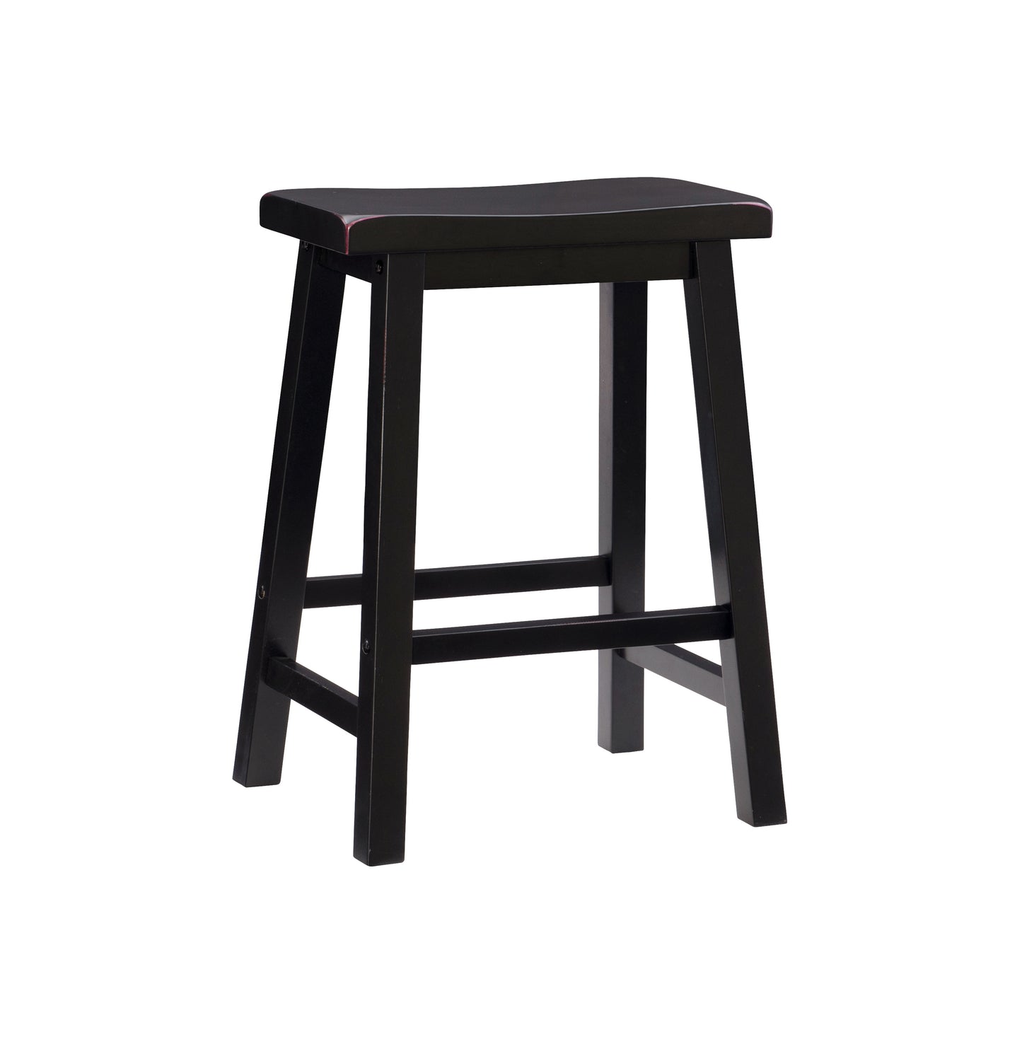 Linon Beamon 24" Sturdy Wood Backless Saddle Seat Counter Stool in Antique Black