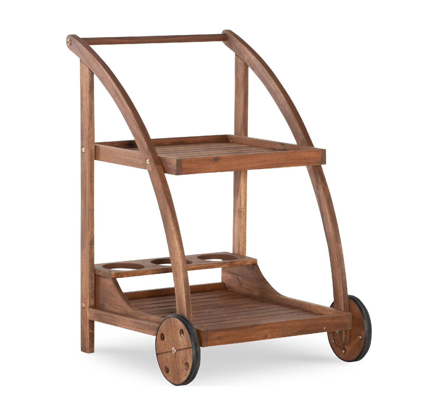 Linon Crosscreek 2-Tier Outdoor Drink Trolley, Acorn Finish