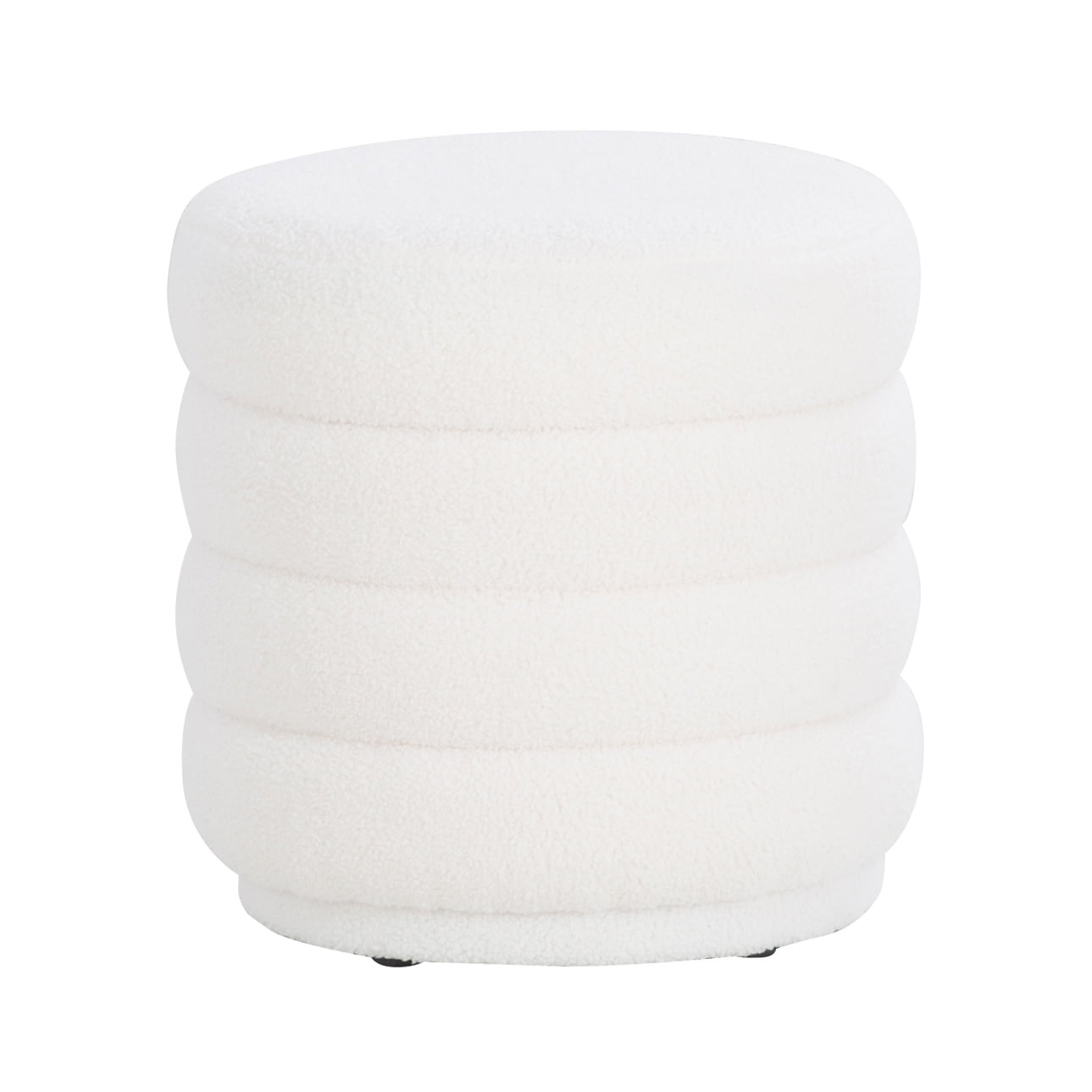 Linon Jacoby Round Ottoman, White Sherpa