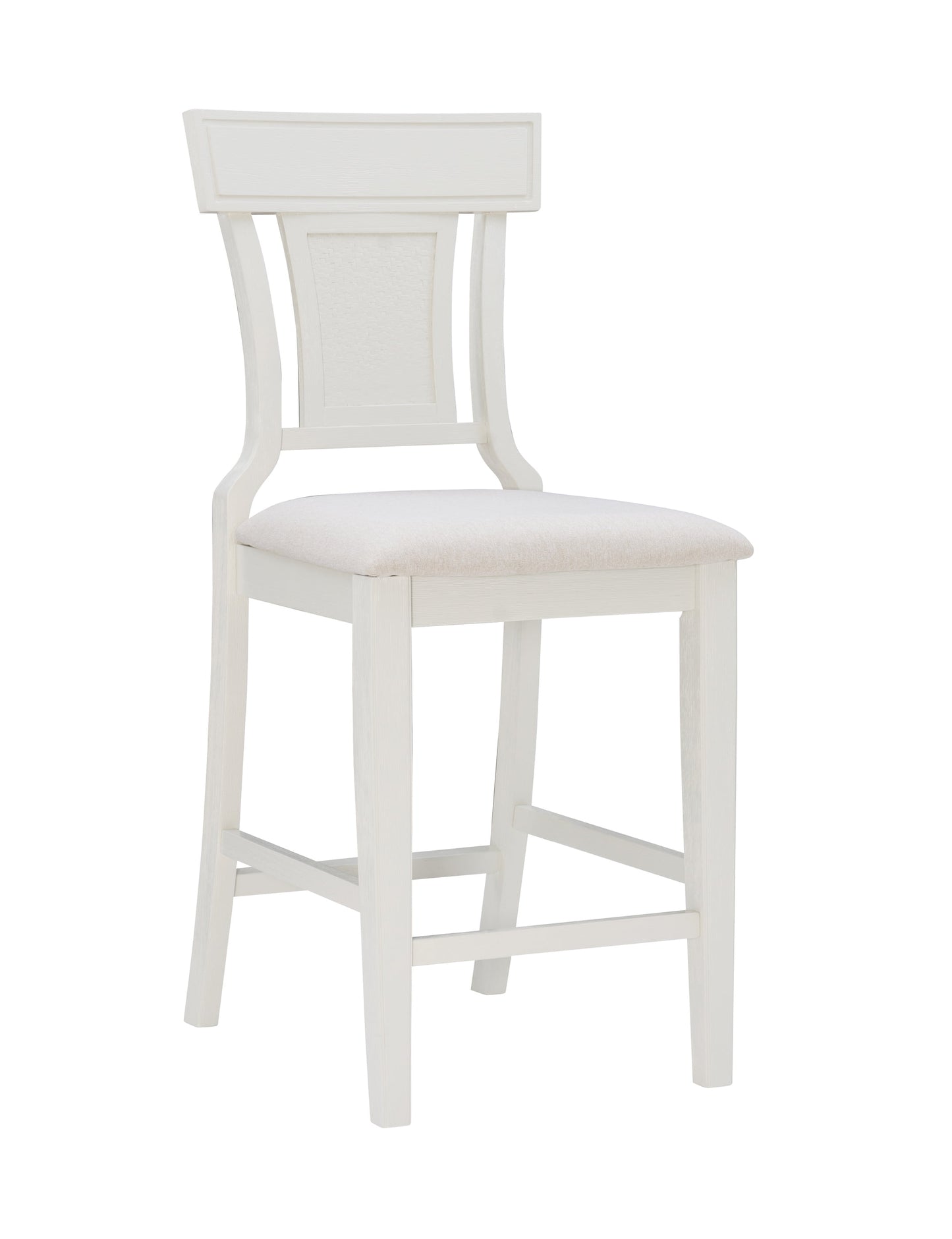 Linon Roseglen 26" High Back Indoor Wood Counter Stool, Whitewash/Beige