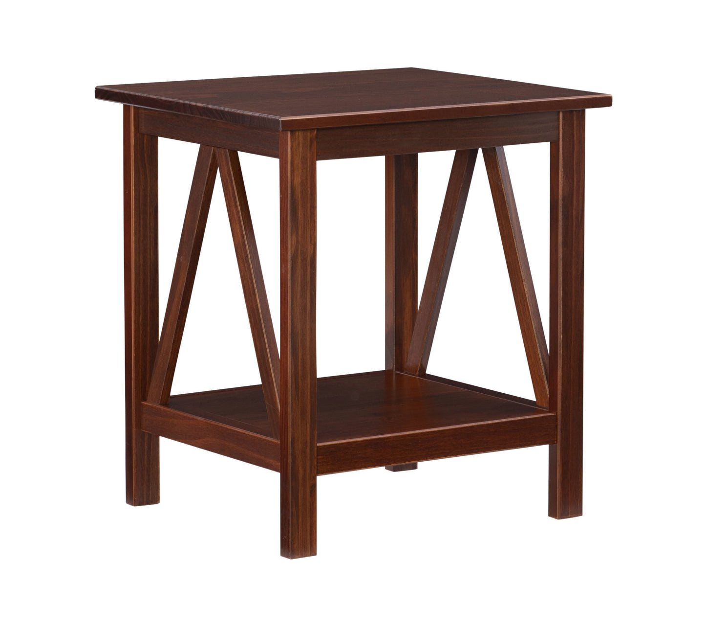 Linon Titian Indoor End Table with Shelf, Antique Tobacco