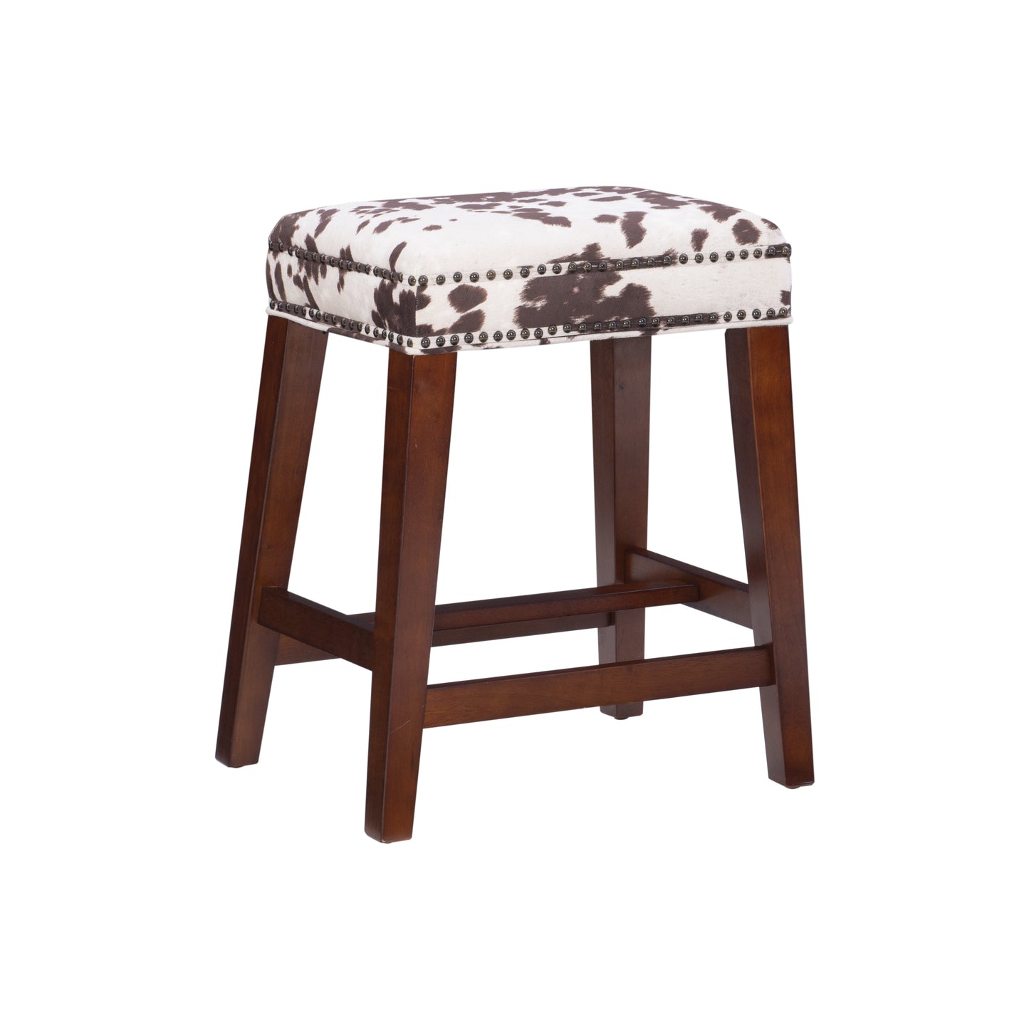 Linon Walt Cow Print Counter Stool, 24.5-inch Seat Height, Hazelnut Brown