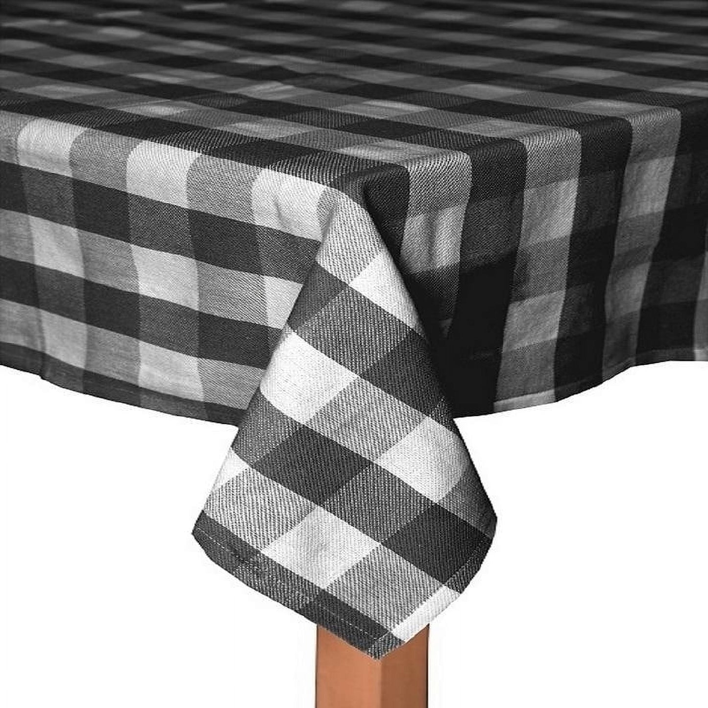 Lintex Linens Farm Check 100 Cotton Table Cloth Black 70 Round Round