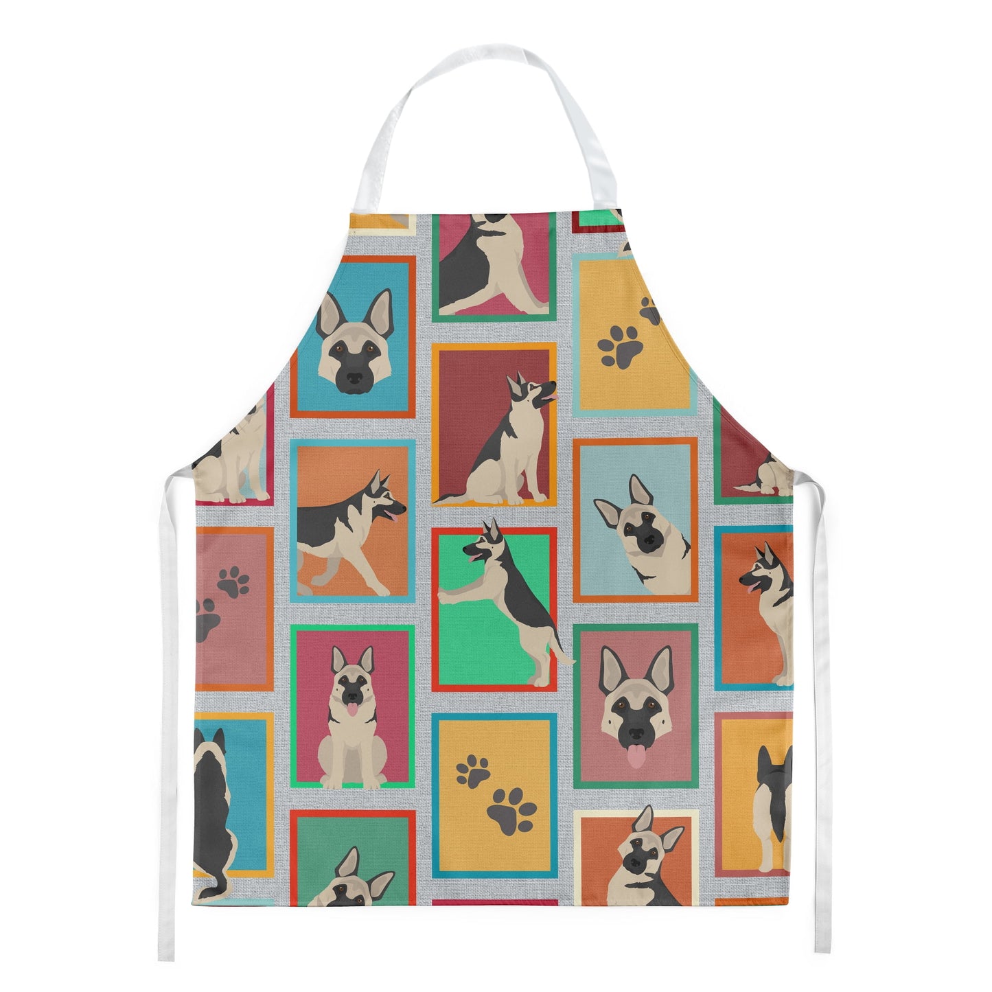 Lots of Black and Silver German Shepherd Apron 27 in x 30 in