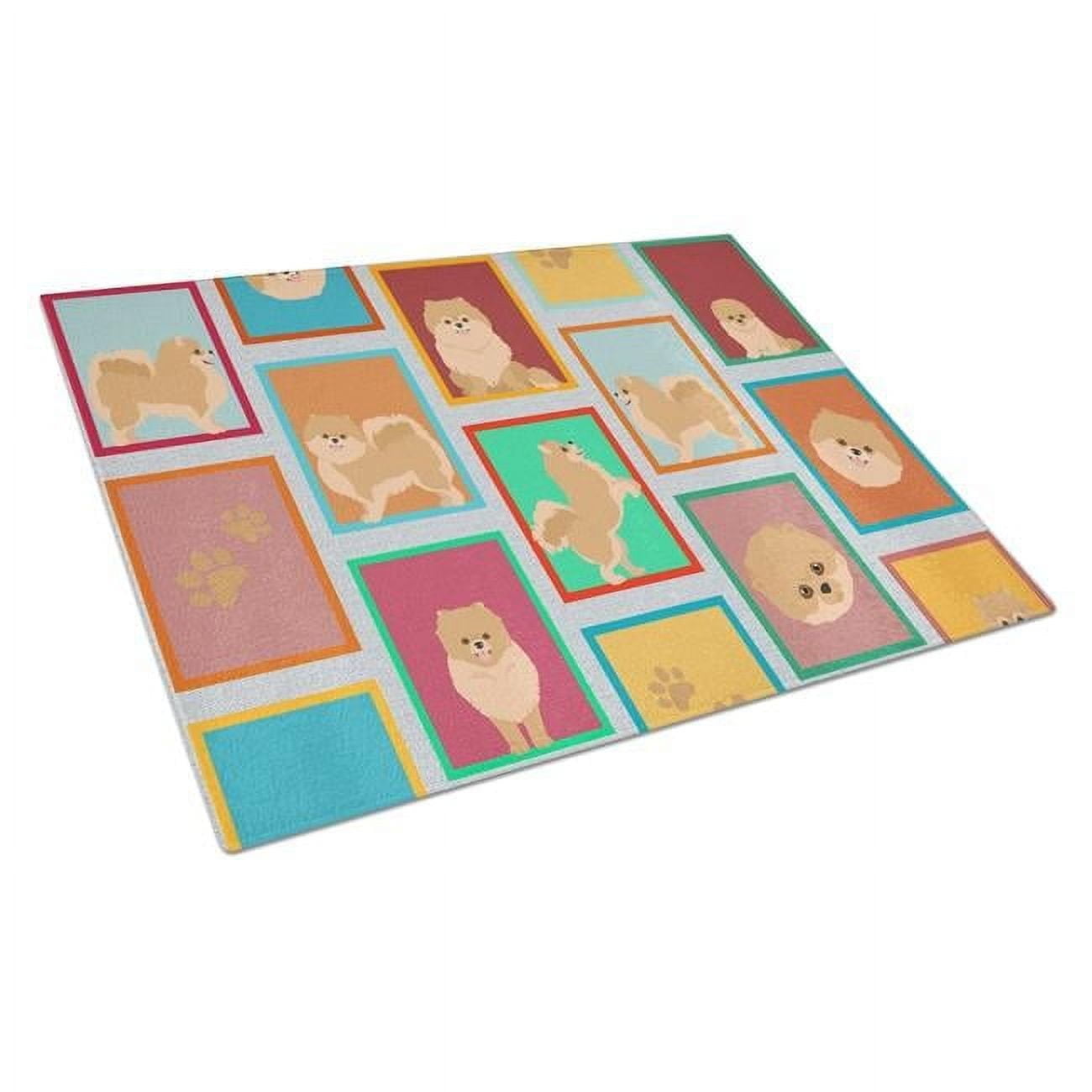 Lots of Orange Pomeranian Glass Cutting Board Large 12 in x 15 in