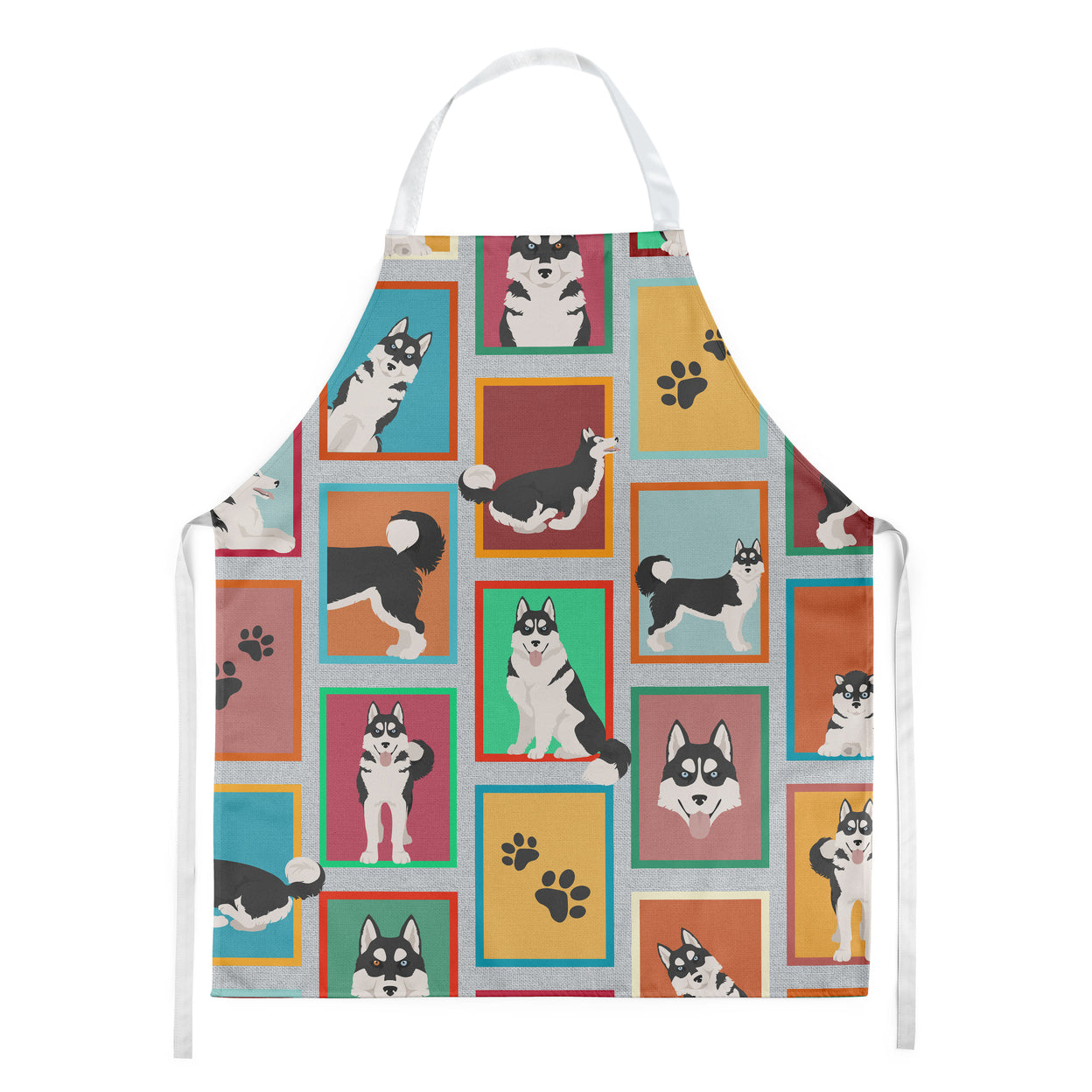 Lots of Siberian Husky Apron 27 in x 30 in