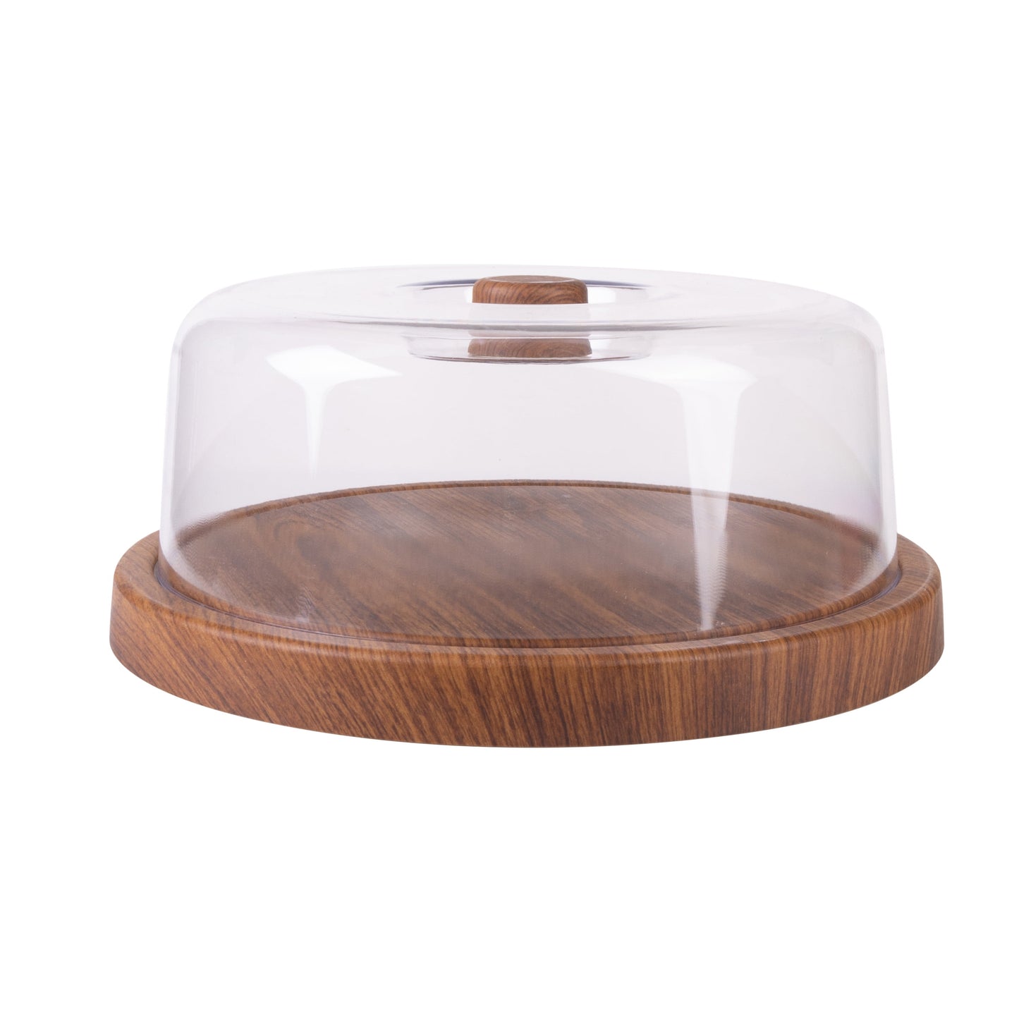 Luxe Party Mahogany Collection 12 inch Round Cake Serving Tray with Cover, Brown