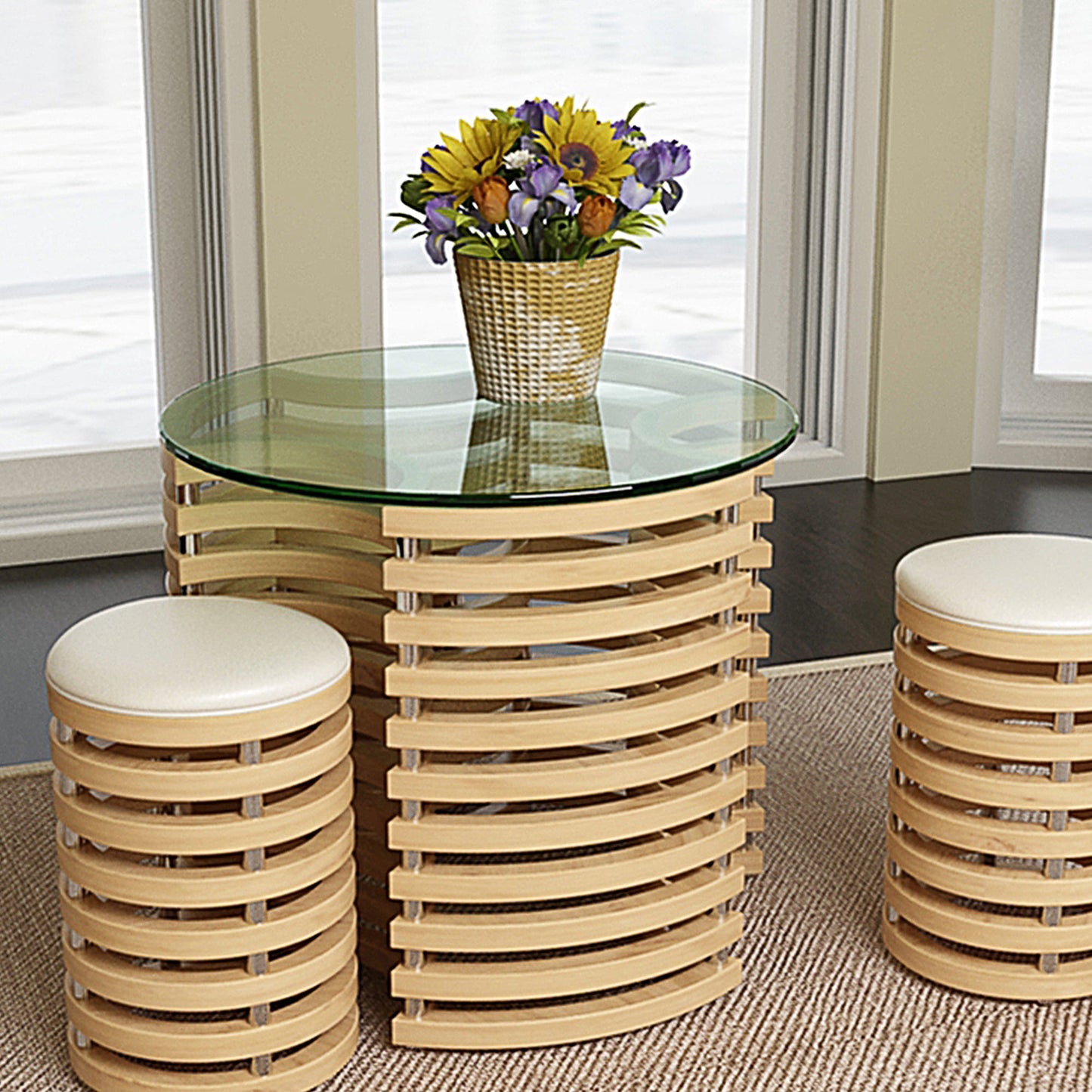 MAYEERTY 20" Round Tempered Glass Table Top, 1/4" Thick Round Polished Edge for Dining & Office, Transparent