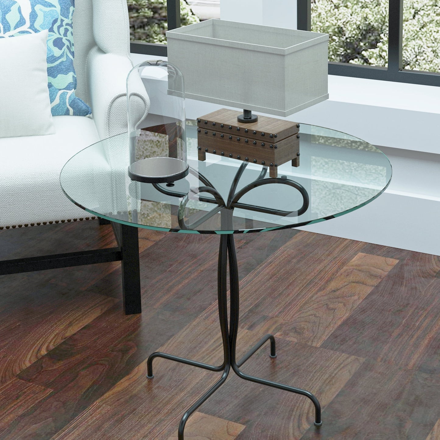MAYEERTY 24" Round Tempered Glass Table Top, 1/4" Thick Flat Polished Edge for Dining & Office, Transparent