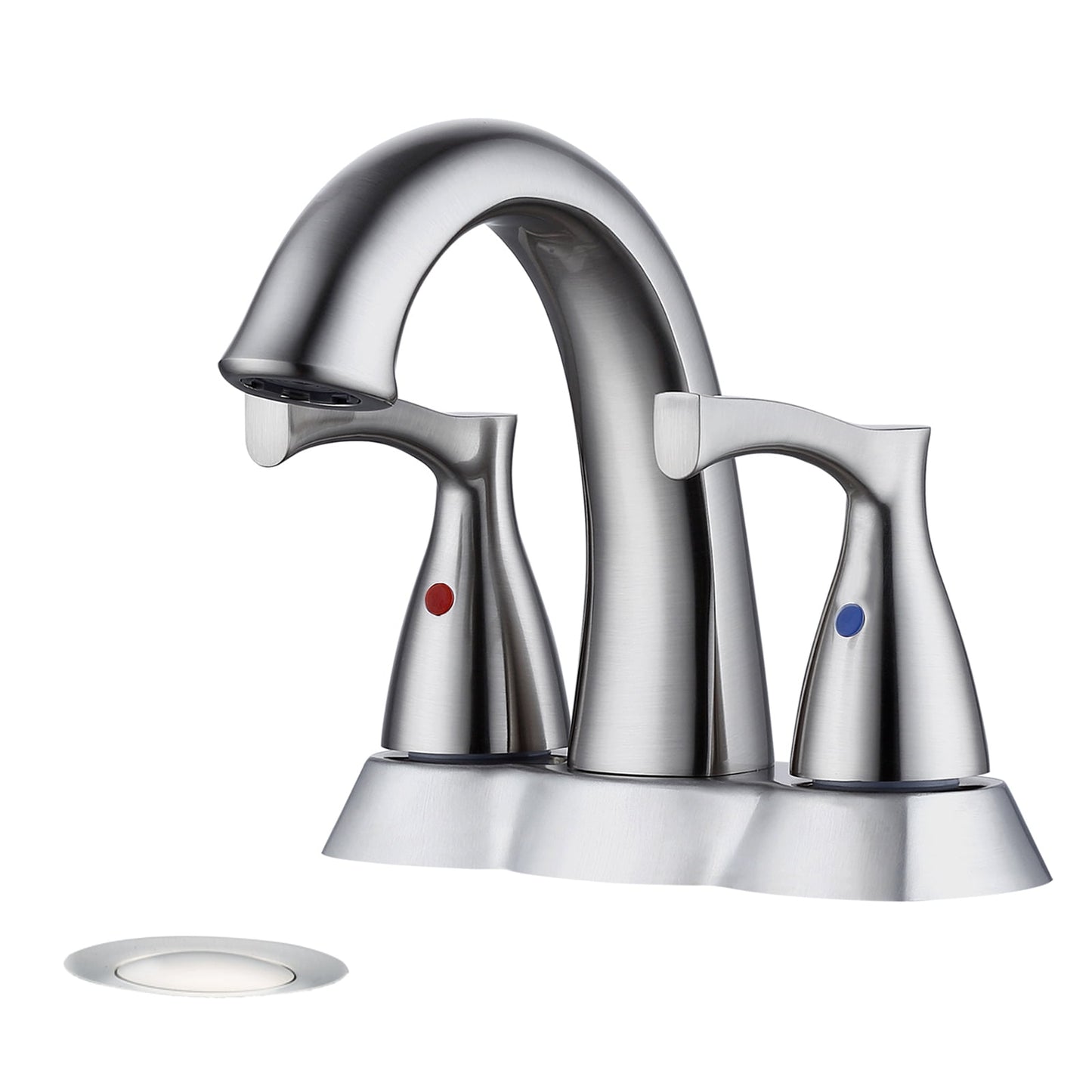 MAYEERTY 4" Centerset Matte Black Bathroom Sink Faucet with Pop-Up Drain, High Arc Spout & 2 Handles