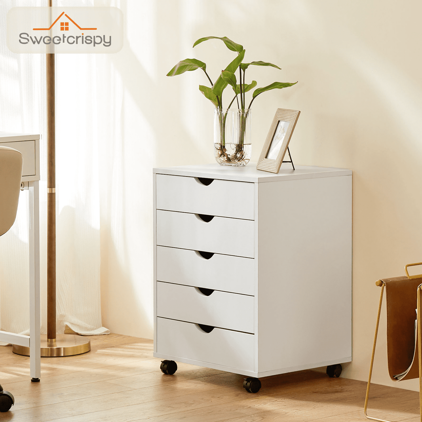 MAYEERTY 5-Drawer Mobile File Cabinet, Storage Cabinet Dressers with Wheels Mobile Organizer Drawers for Office, Bedroom, Home
