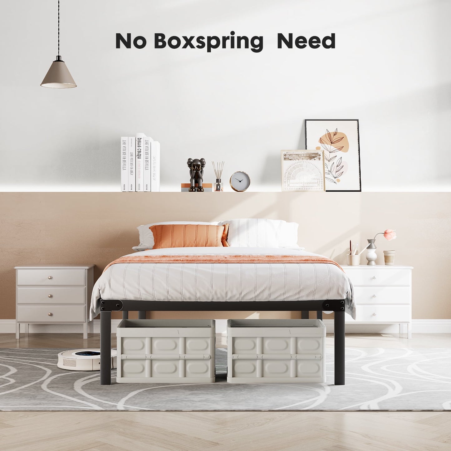 MAYEERTY 14" Full Metal Bed Frame - Heavy Duty, Underbed Storage, No Box Spring, Black​