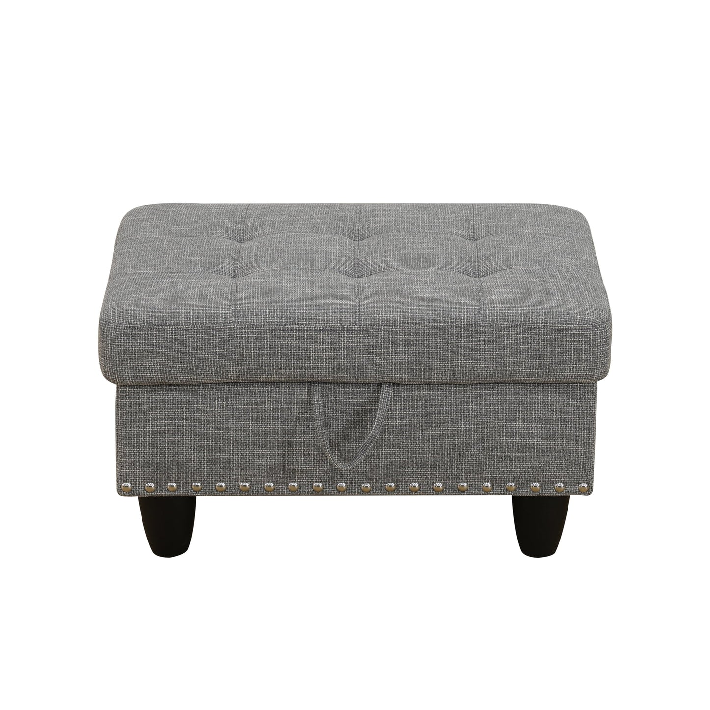 MAYEERTY Linen Ottoman with Storage for Modular Sectional Sofa, Grey