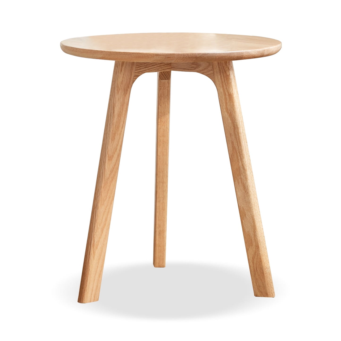 MAYEERTY Round End Table – 100% Solid Oak Wood Small Side Table for Living Room & Bedroom