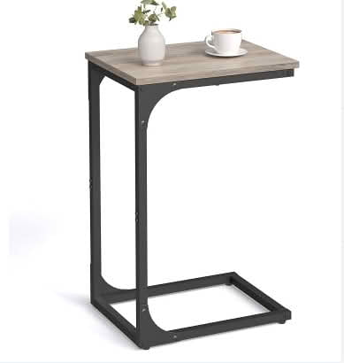 MAYEERTY Wheeled Bedside Table, Rolling Laptop Desk, Home Office Bedroom Use, Gray