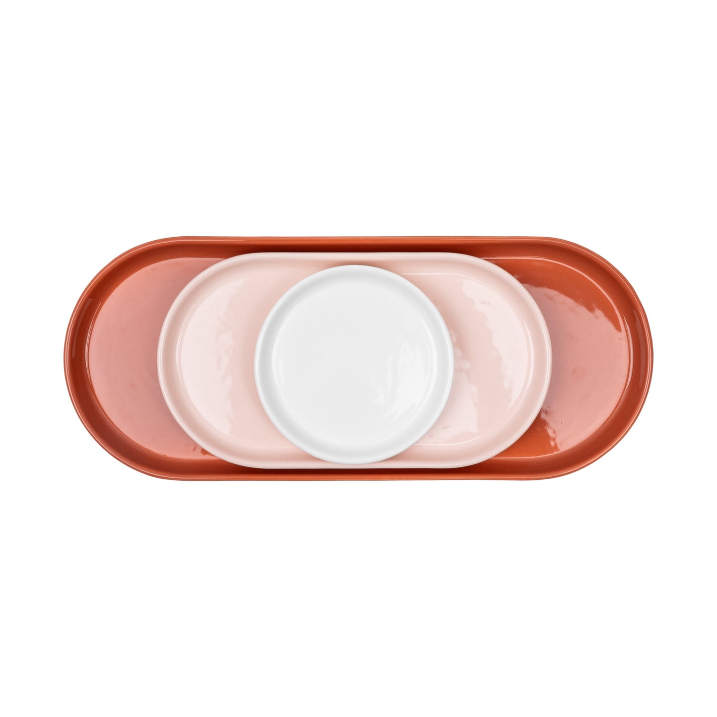 Mainstays 3-Piece Pink, White, and Orange Ceramic Decorative Tray Set