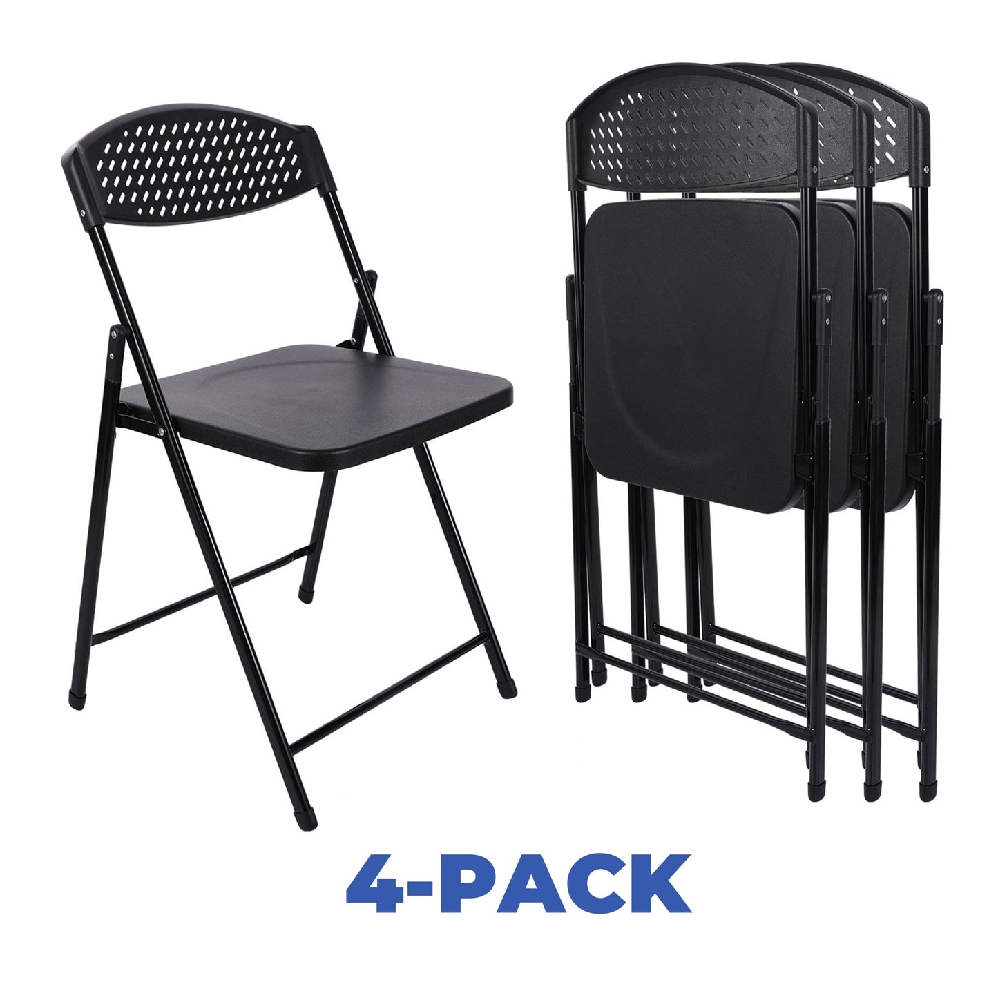 Mainstays Resin Light-Weight Folding Chairs, Black (Set of 4)