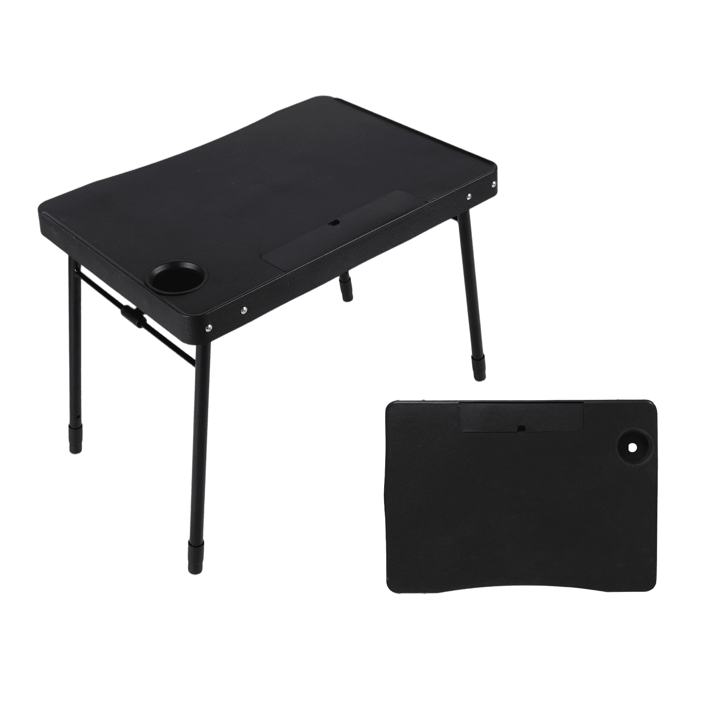Mainstays Adjustable Personal Table with Cupholder & Ipad Tablet Holder, Black