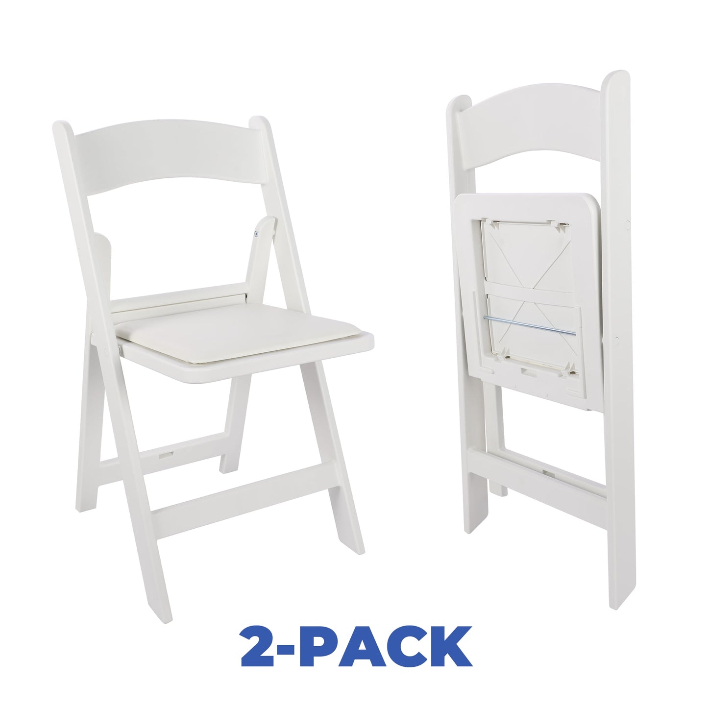 Mainstays Furniture Plastic Banquet Folding Chairs Padded Resin Chairs,White (Set of 2)