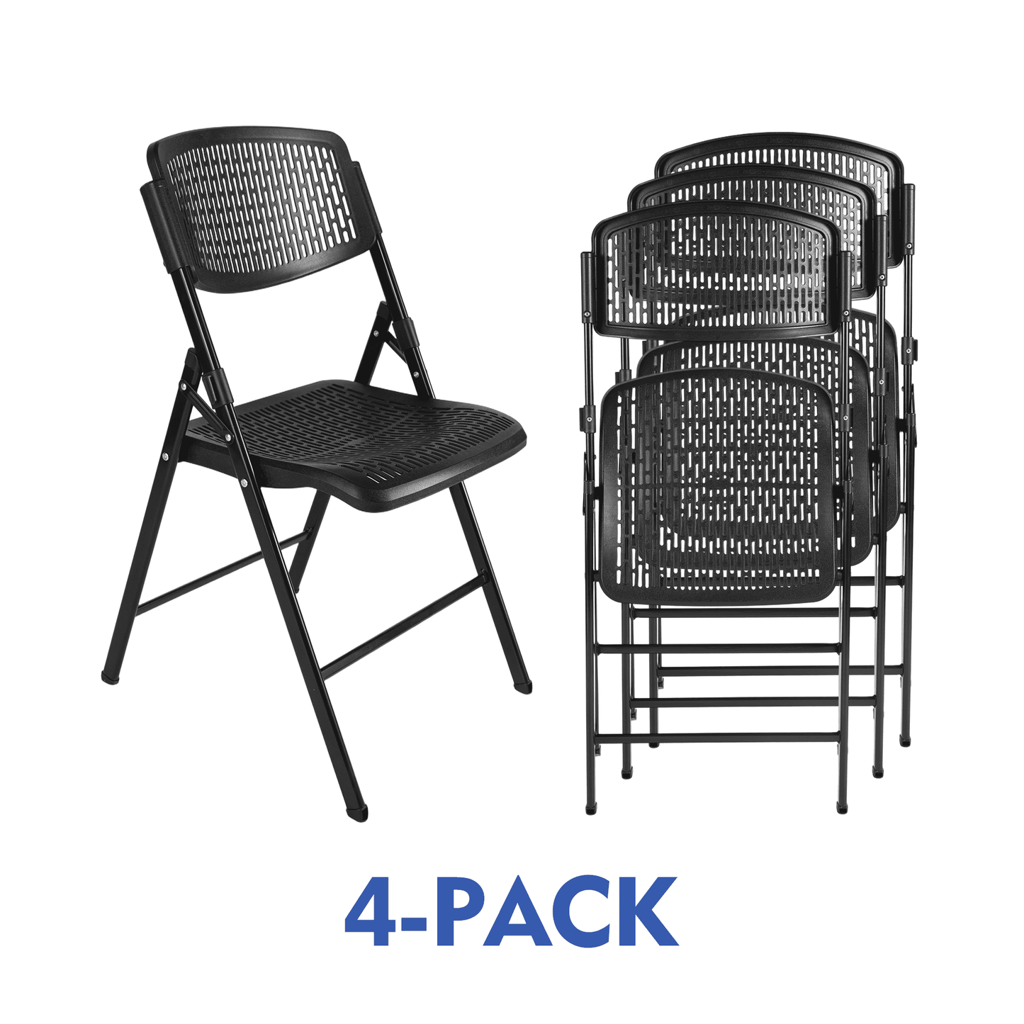 Mainstays Premium Breathable Resin Folding Chair, Black (Set of 4)